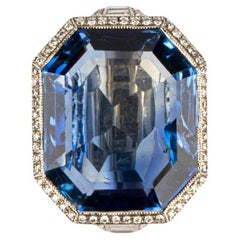 Important 15.53ct Burmese Sapphire and White Gold Ring