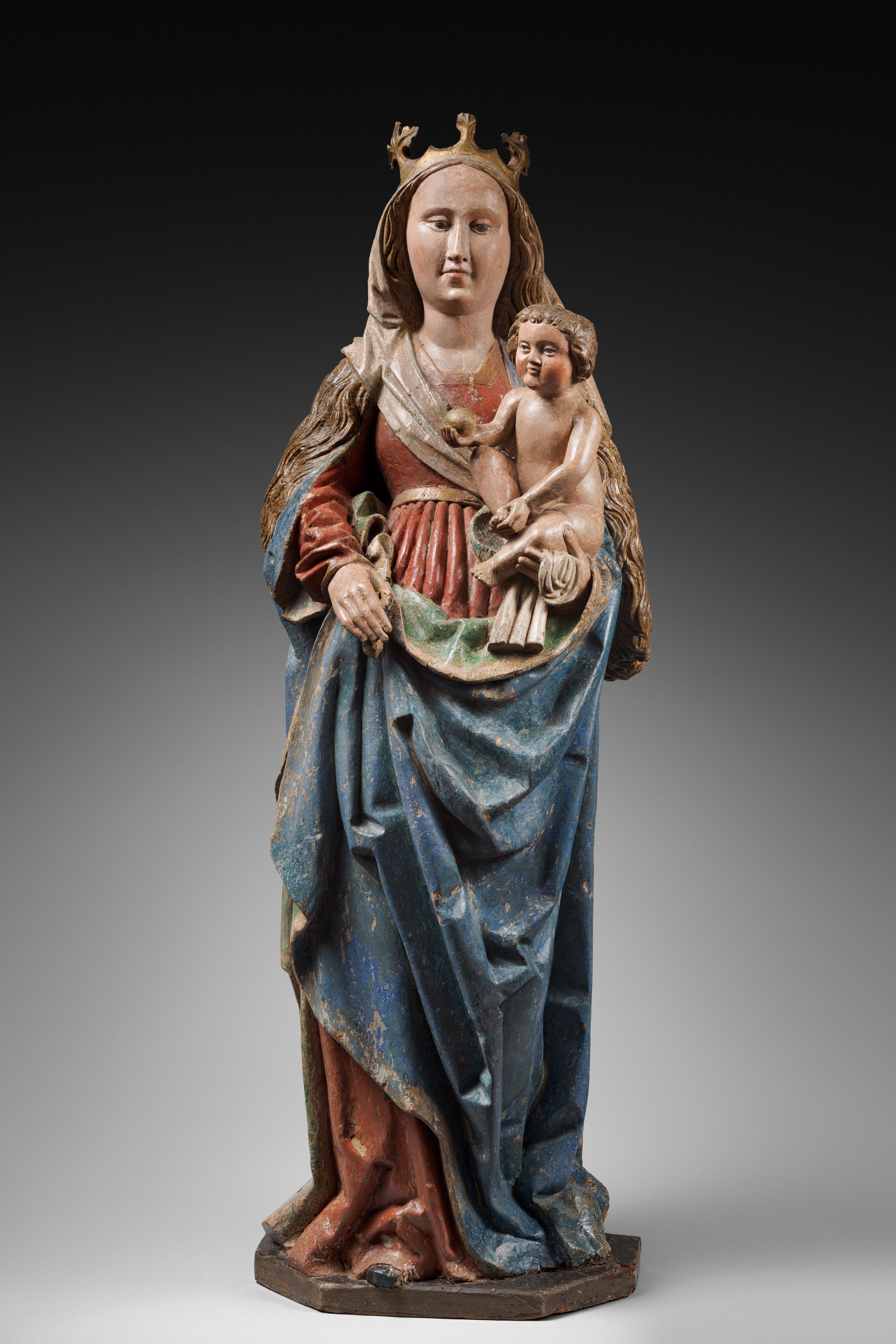 Important 15th century polychrome wood virgin and child

Origin: Southern Germany
Period: Late 15th Century, Ca. 1480-1490

Height : 125 cm

Polychrome limewood
Good condition

Provenance : Private collection, Alsace, France. 


As soon