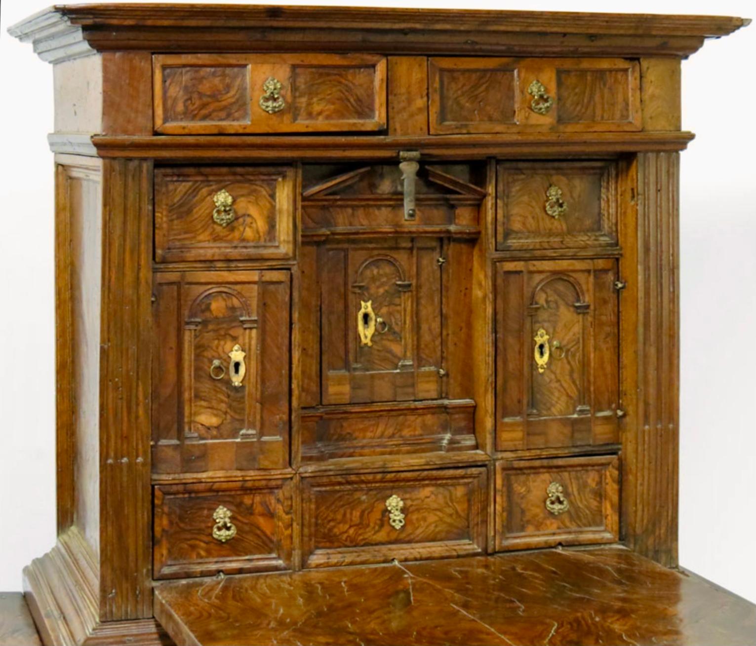 Important 16th Century Renaissance Florentine Drop Front Desk Cabinet For Sale 4