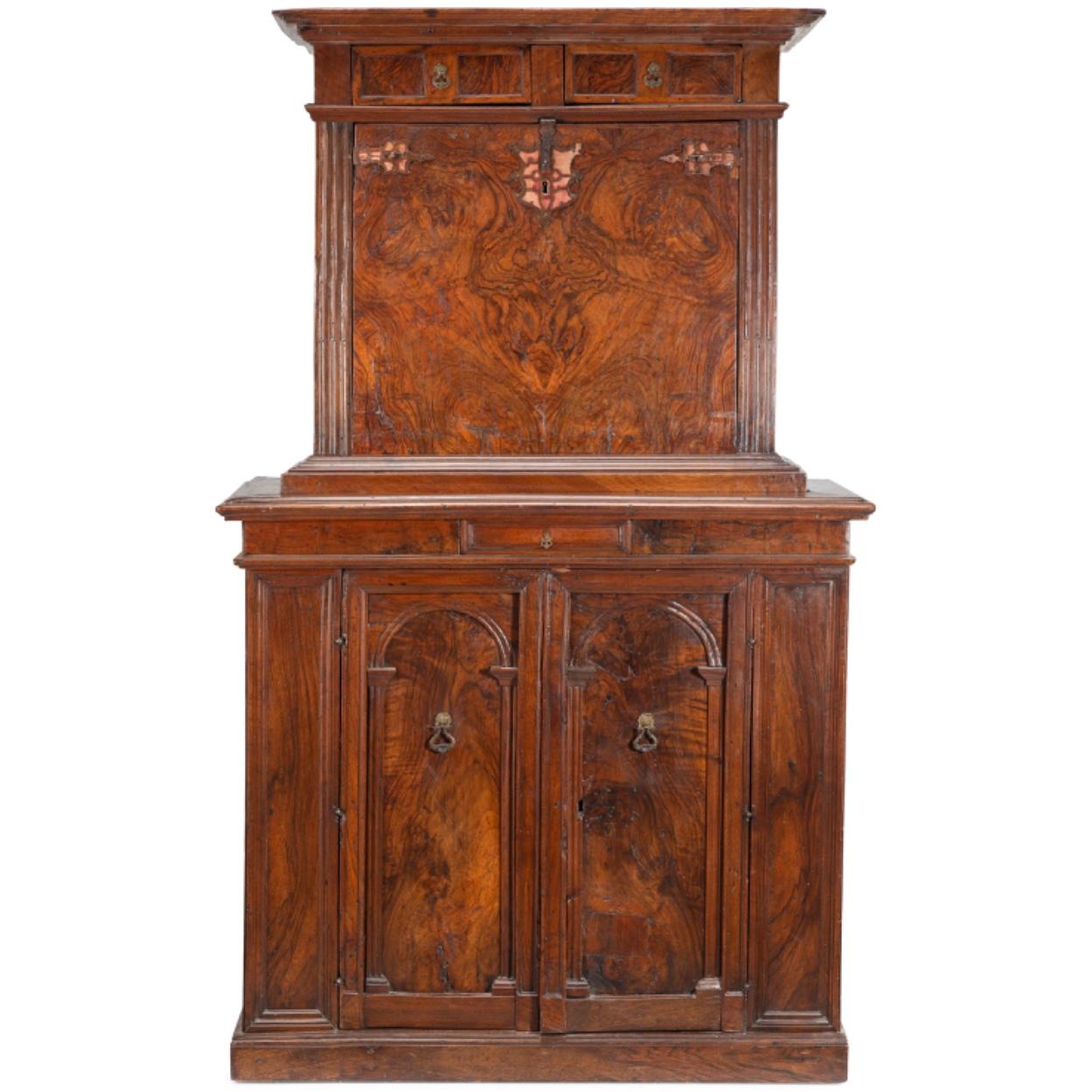 Italian Important 16th Century Renaissance Florentine Drop Front Desk Cabinet For Sale