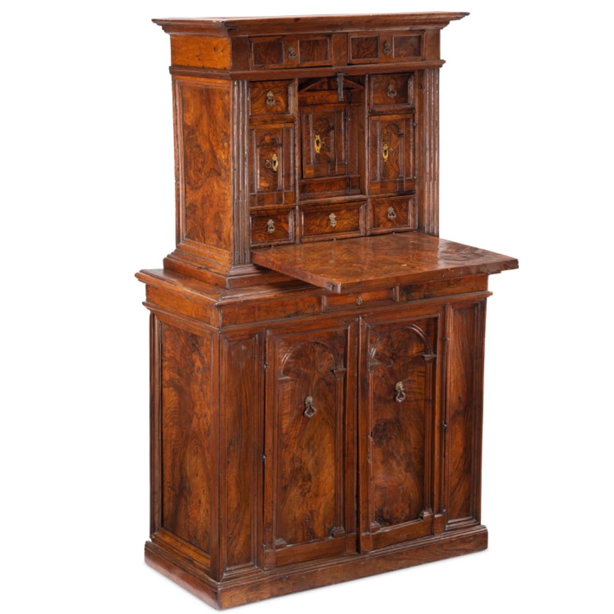 Hand-Carved Important 16th Century Renaissance Florentine Drop Front Desk Cabinet For Sale