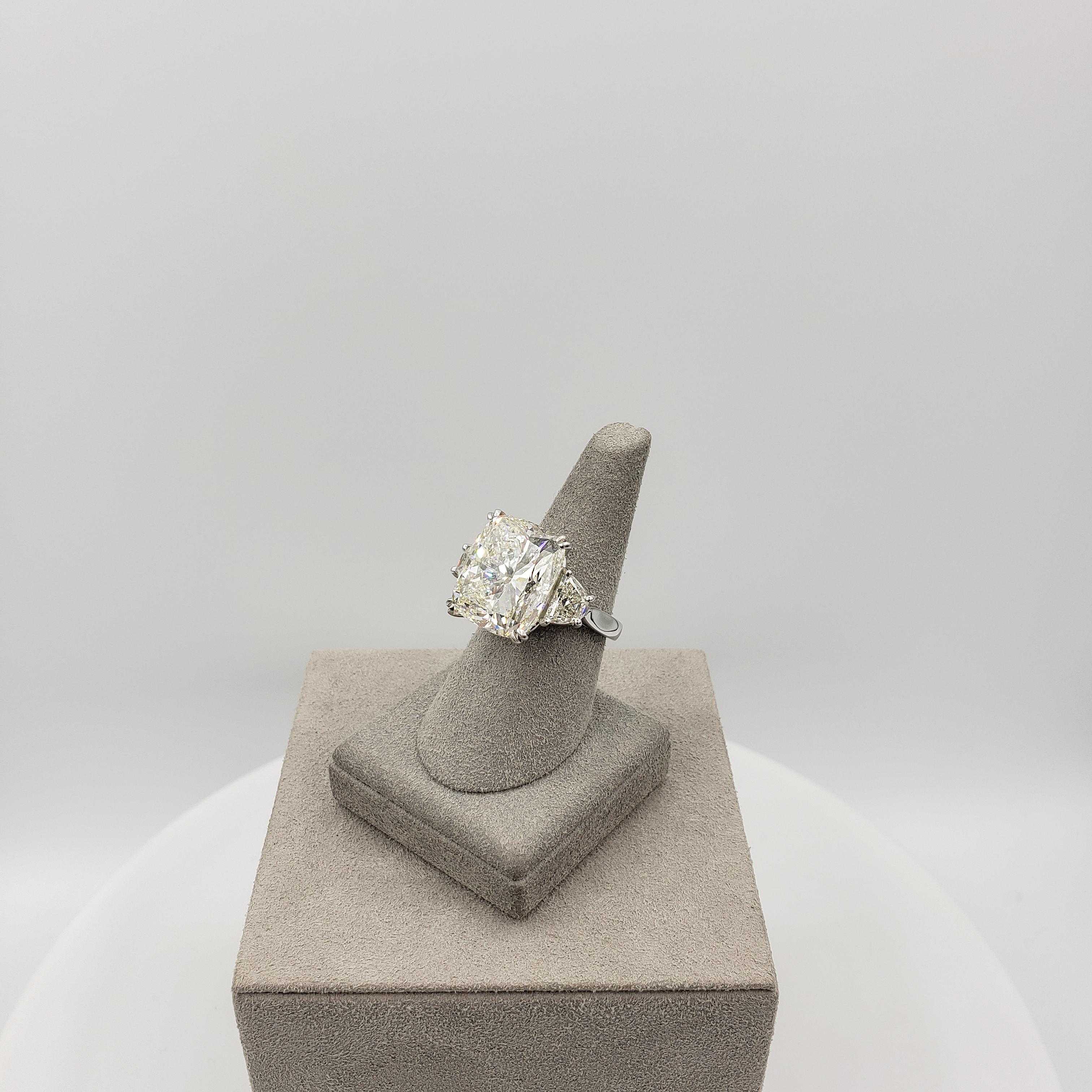 Women's Important 17.18 Carat GIA Certified Cushion Cut Diamond Three-Stone Ring