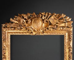 Important 17th Century French Giltwood Military Trophy Frame