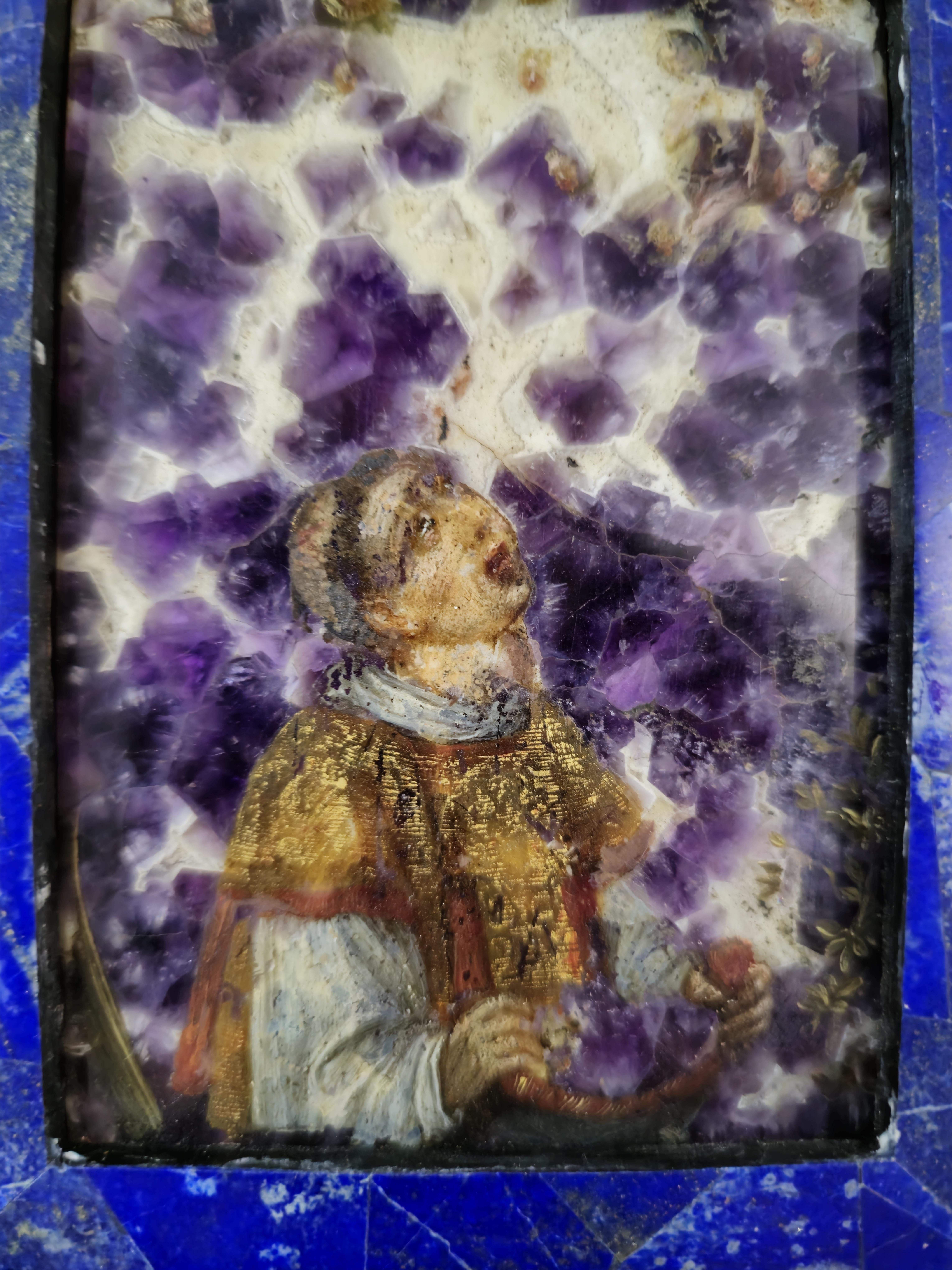 Importante dipinto a olio su ametista del XVII secolo - raffigurante il martirio in vendita 3