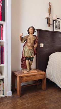 Important 17th Century Italian Polychrome Wood Sculpture of a Juvenile Saint Geo