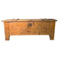 Important 17th-Century Long Swiss Pine Chest from Antagnod, Val d’Ayas