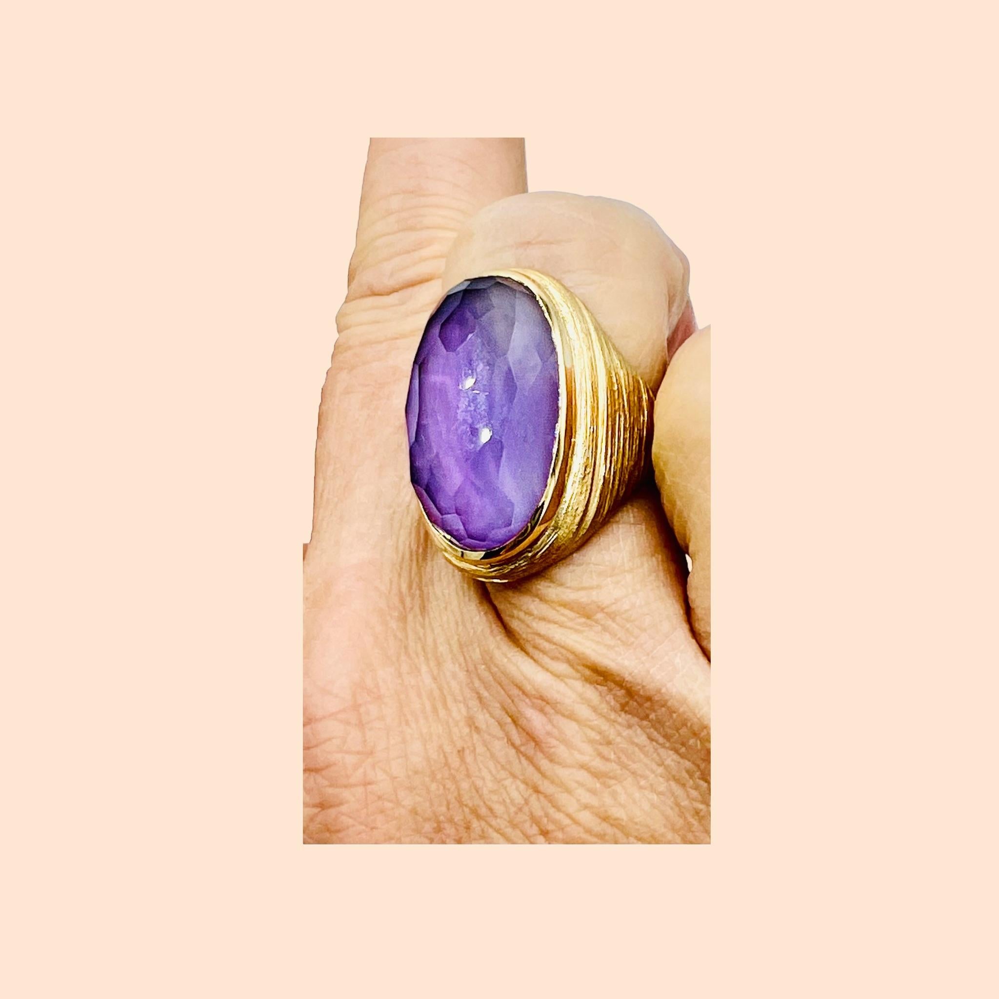 Important 18 Carat Gold Ring Set with a Faceted Amethyst In Good Condition In SAINT-OUEN-SUR-SEINE, FR