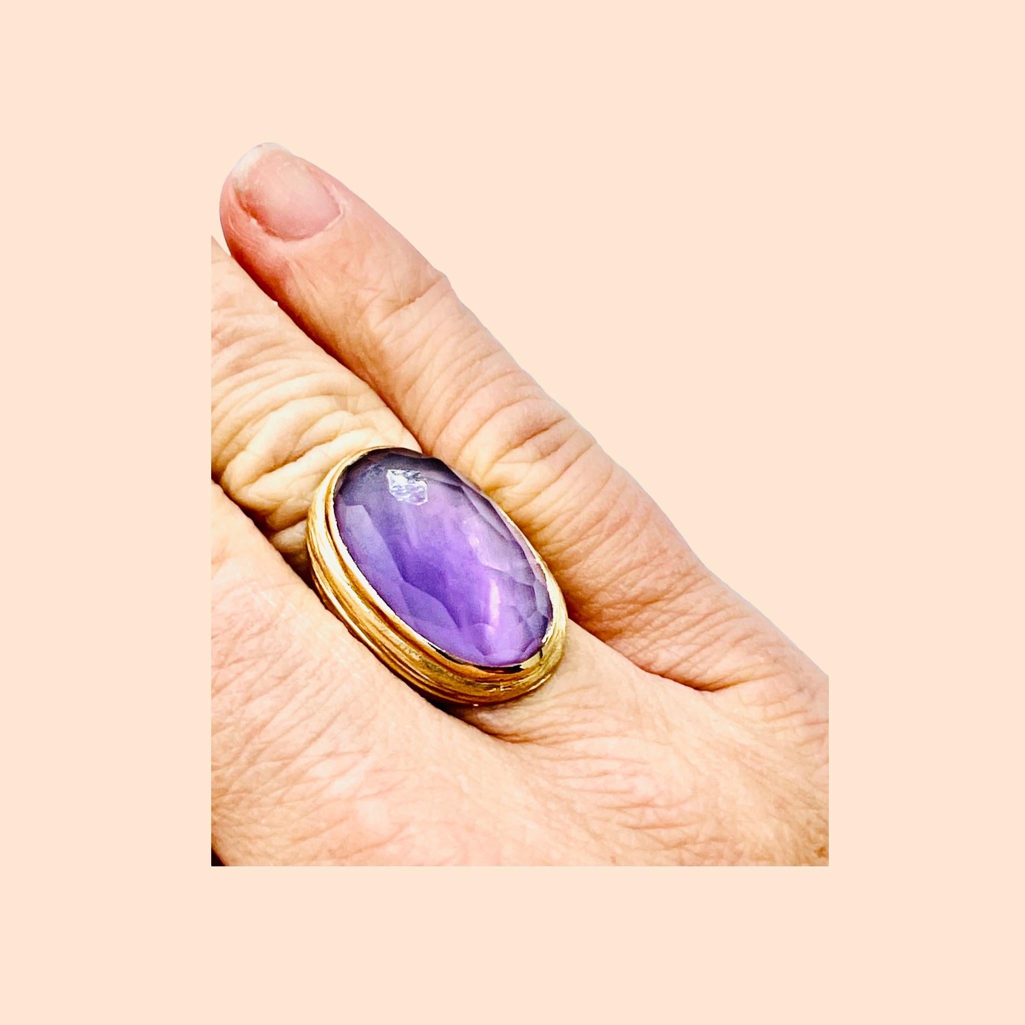 Important 18 Carat Gold Ring Set with a Faceted Amethyst 1