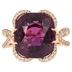 Important 18 Karat Rose Gold 9.99 Carat Spinel and Diamond Tulip Ring
