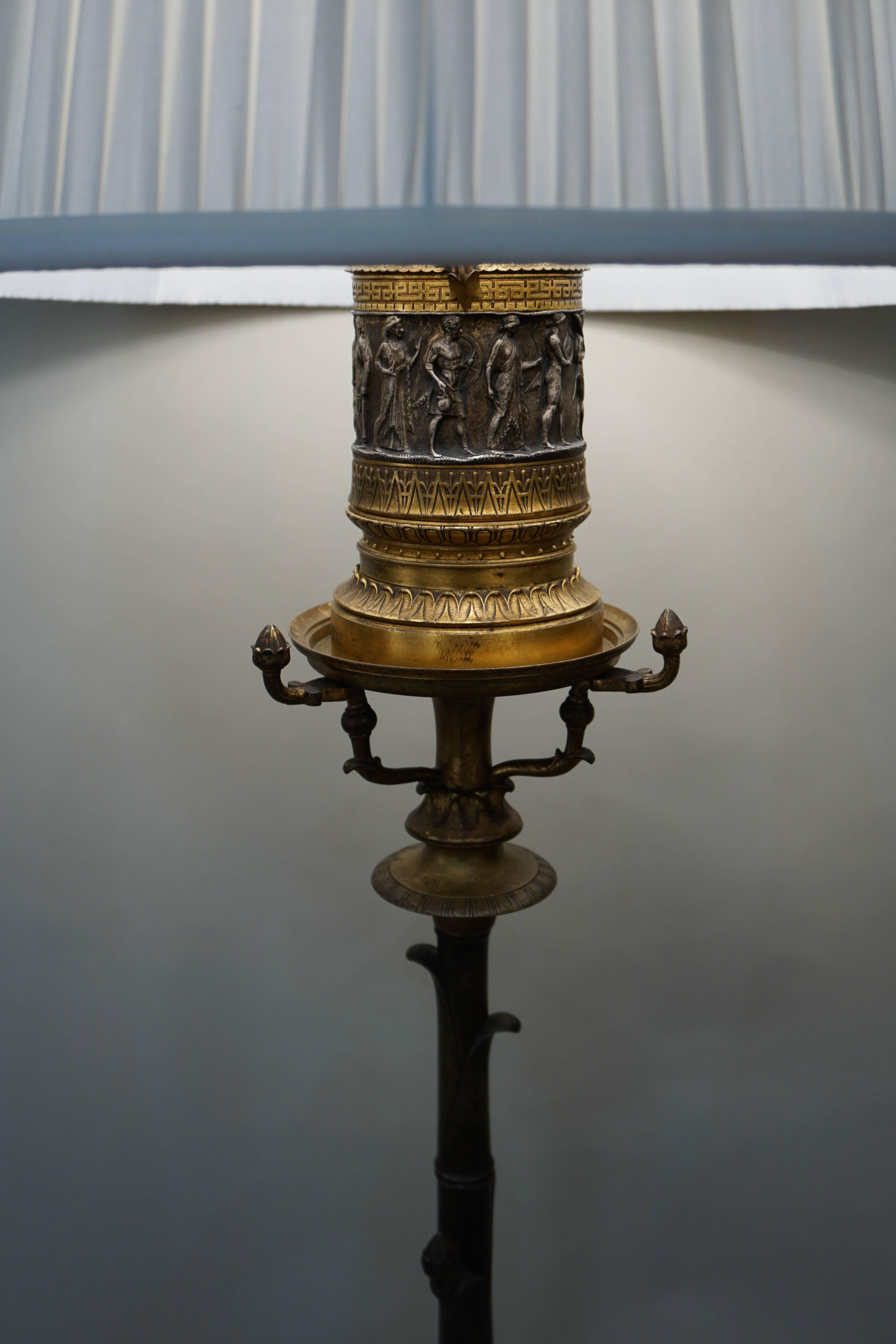 French Important 1850s Bronze Floor Lamp by Henry Cahieux for Barbedienne