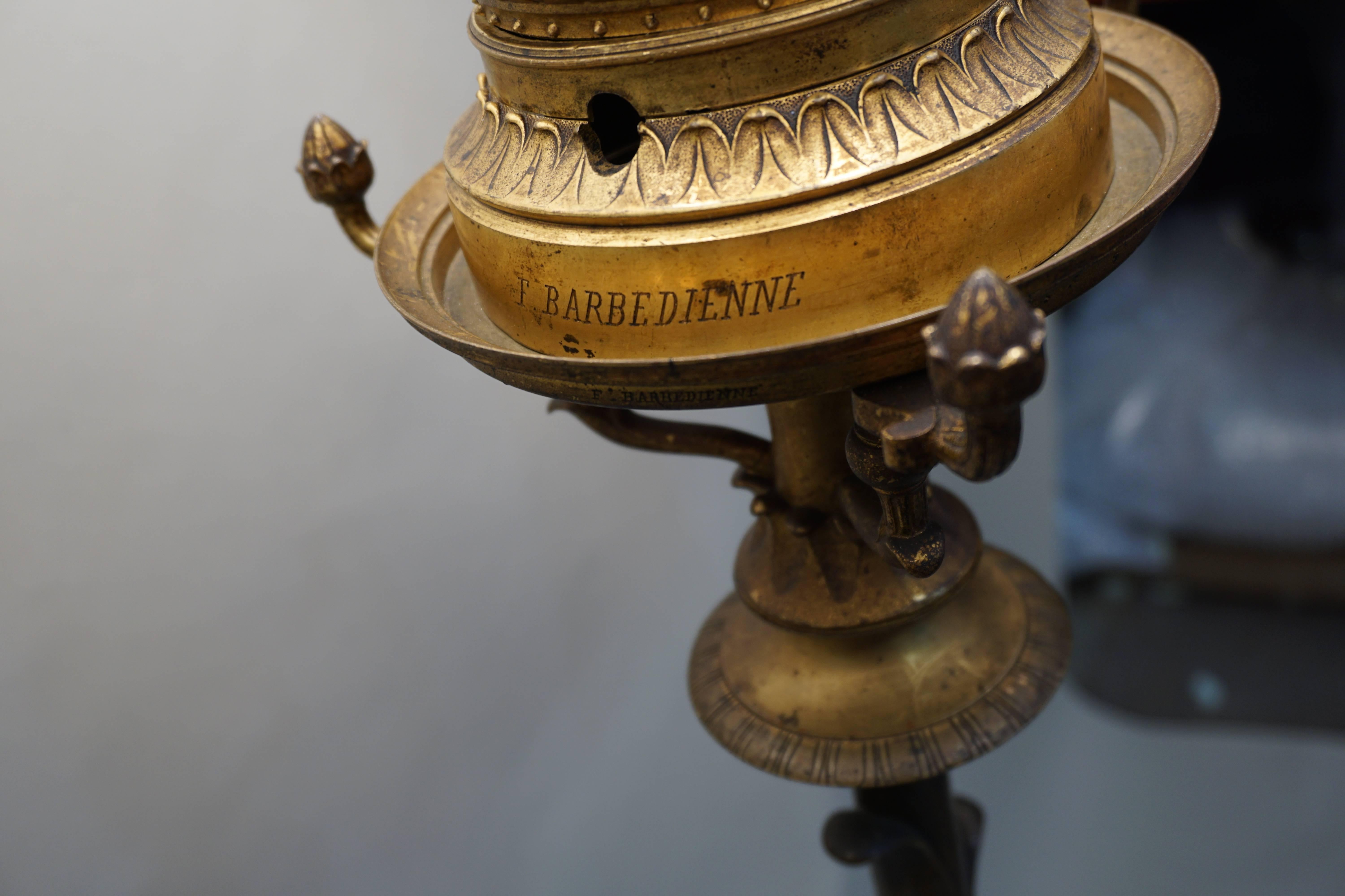 Important 1850s Bronze Floor Lamp by Henry Cahieux for Barbedienne In Good Condition In Fairfax, VA