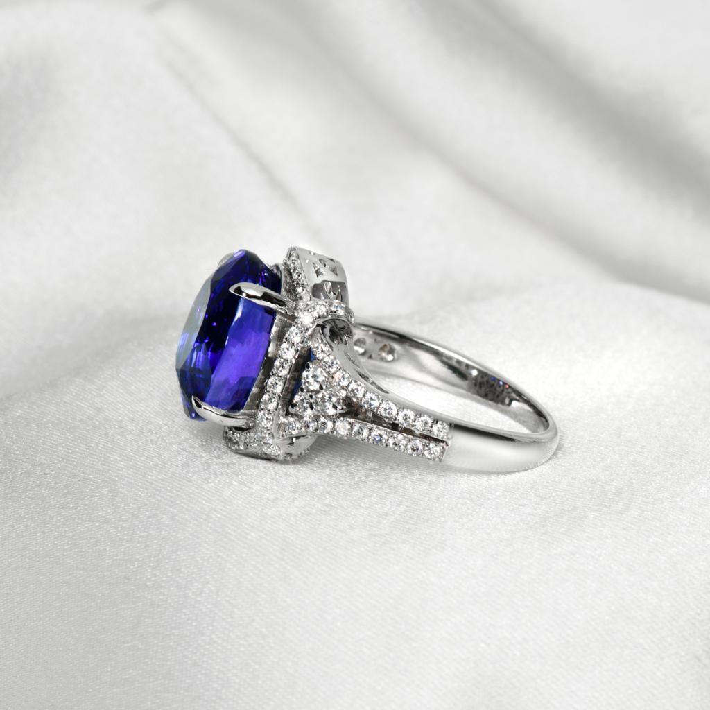 *Sale*IGI 18K 10.07 Ct Tanzanite&Diamonds Antique Art Deco Style Engagement Ring 1