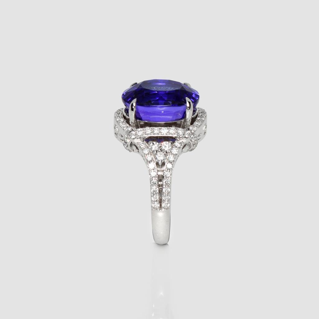 *Sale*IGI 18K 10.07 Ct Tanzanite&Diamonds Antique Art Deco Style Engagement Ring 2
