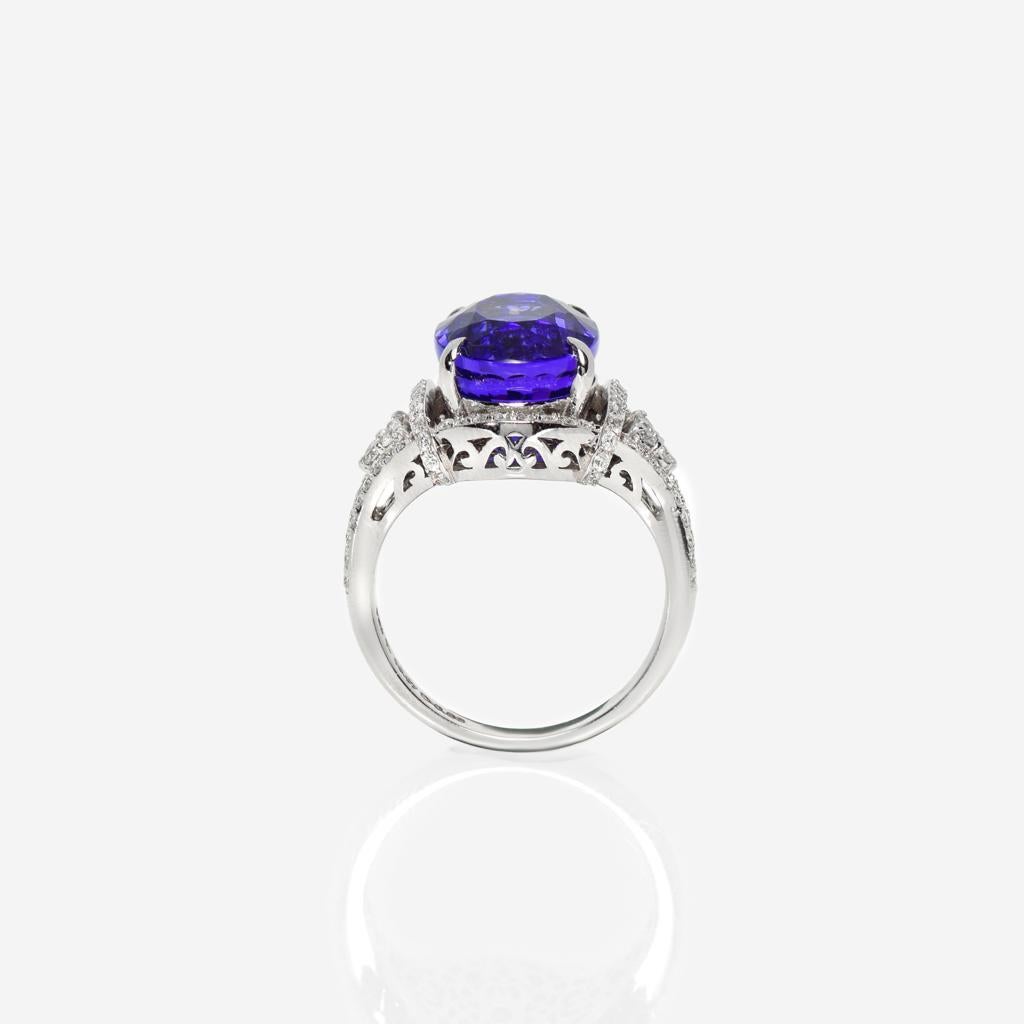 *Sale*IGI 18K 10.07 Ct Tanzanite&Diamonds Antique Art Deco Style Engagement Ring 3