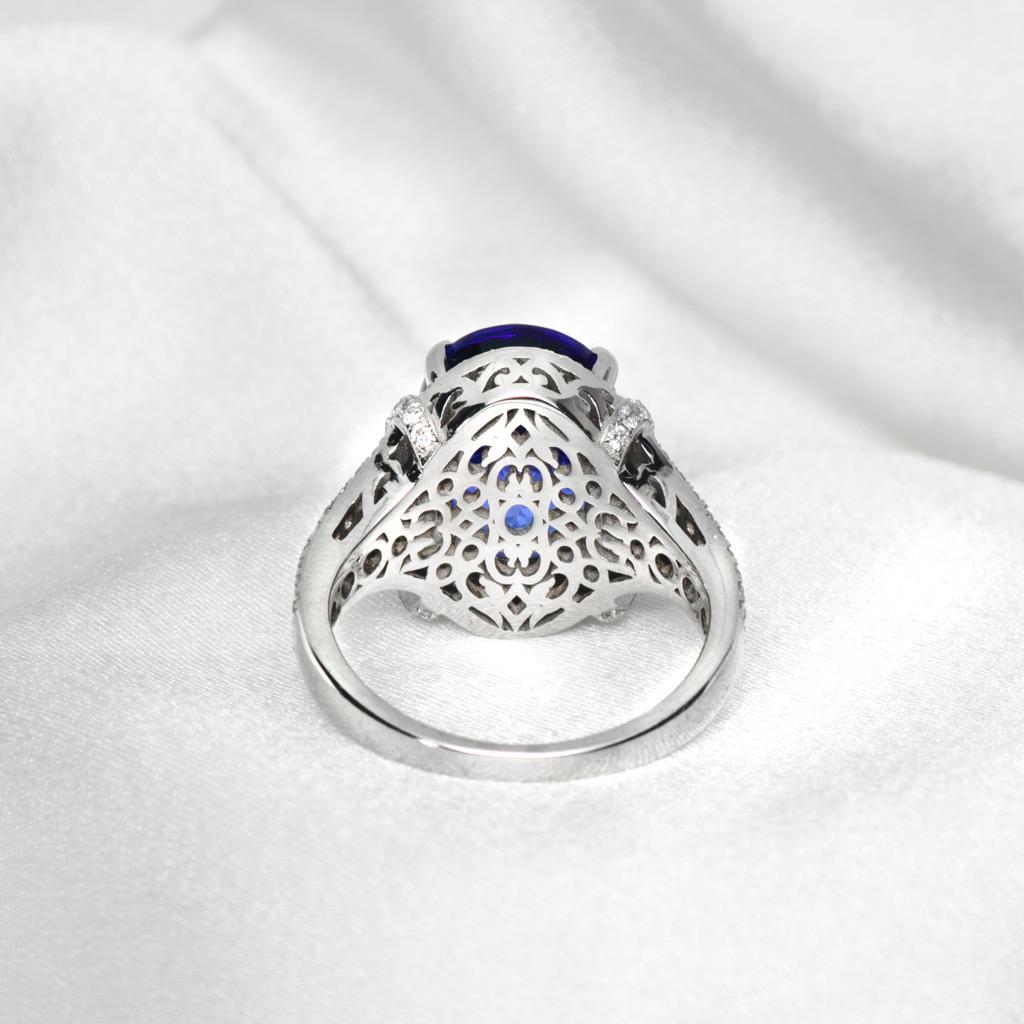 *Sale*IGI 18K 10.07 Ct Tanzanite&Diamonds Antique Art Deco Style Engagement Ring 4