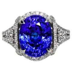 *Sale*IGI 18K 10.07 Ct Tanzanite&Diamonds Antique Art Deco Style Engagement Ring