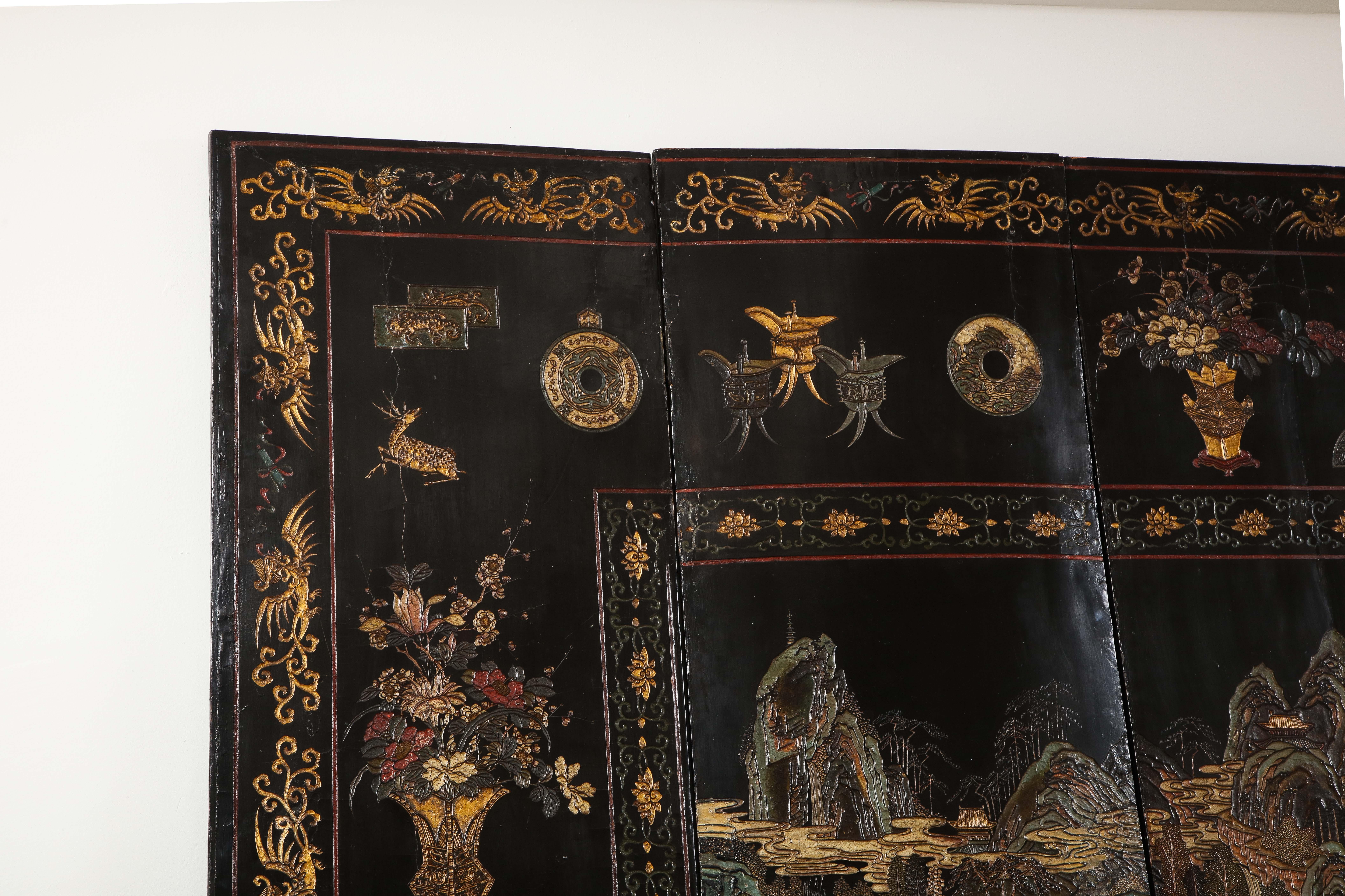 Important 18th Century Chinese Coromandel Lacquer Screen 8
