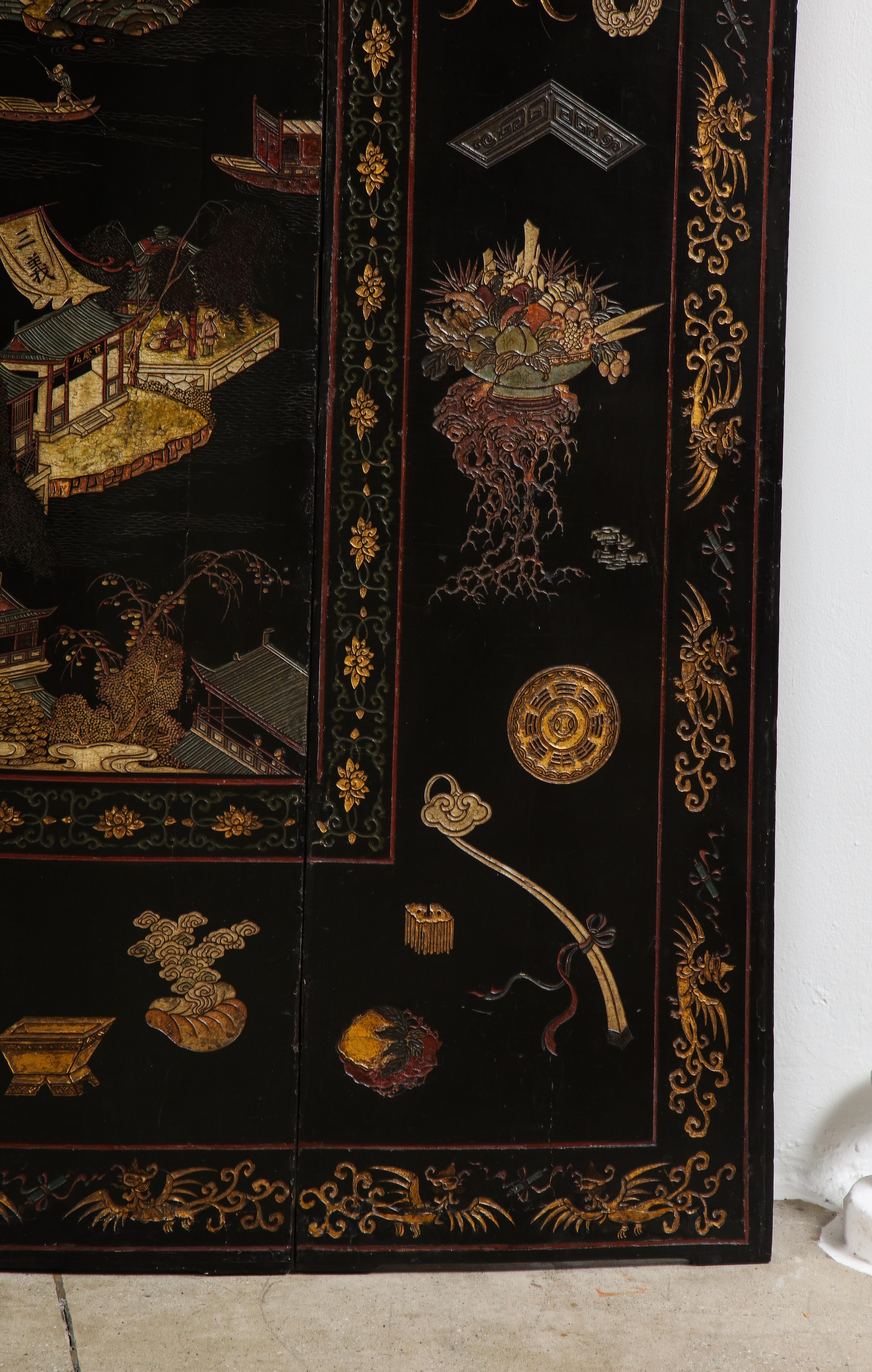 Mid-18th Century Important 18th Century Chinese Coromandel Lacquer Screen