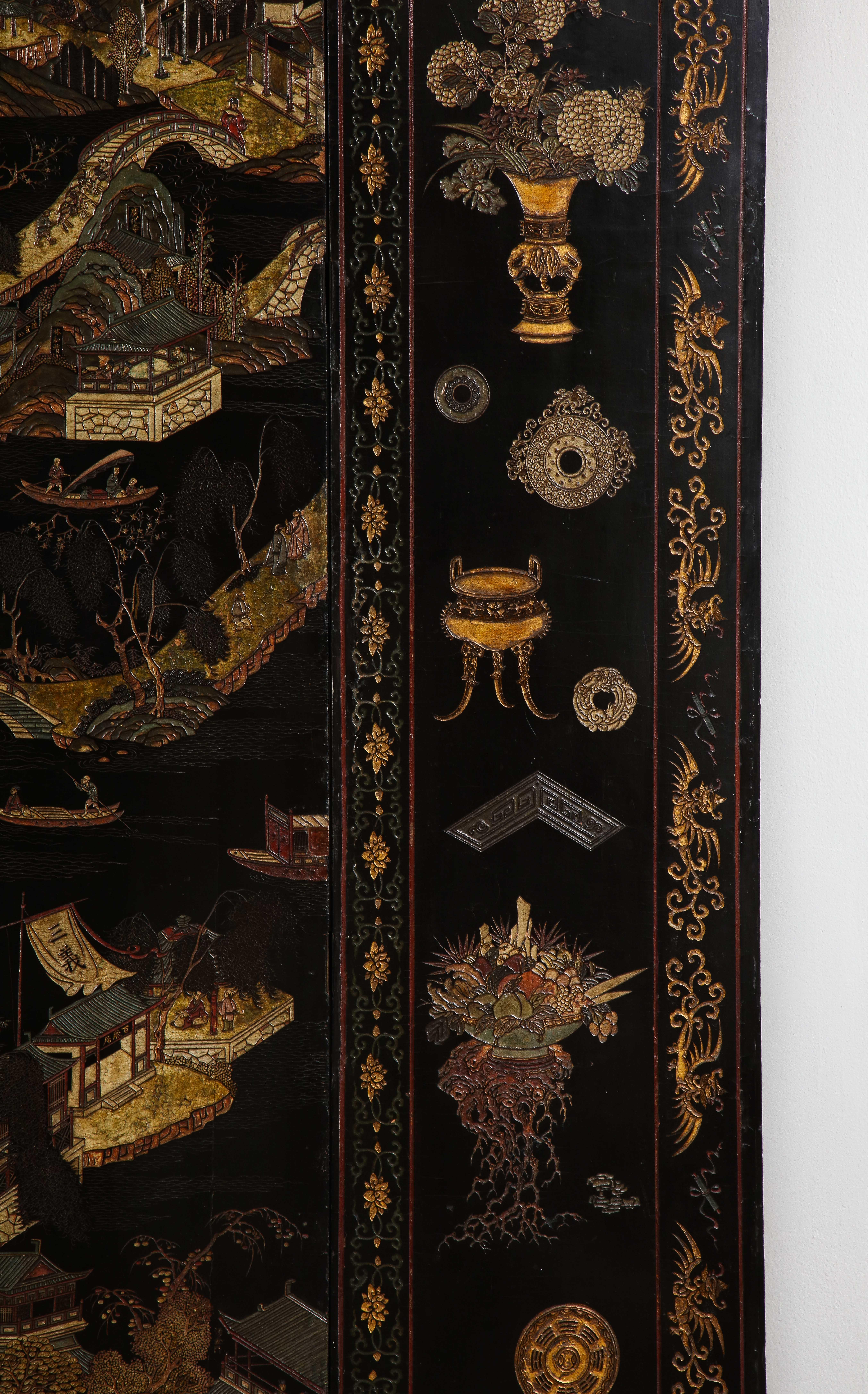 Wood Important 18th Century Chinese Coromandel Lacquer Screen