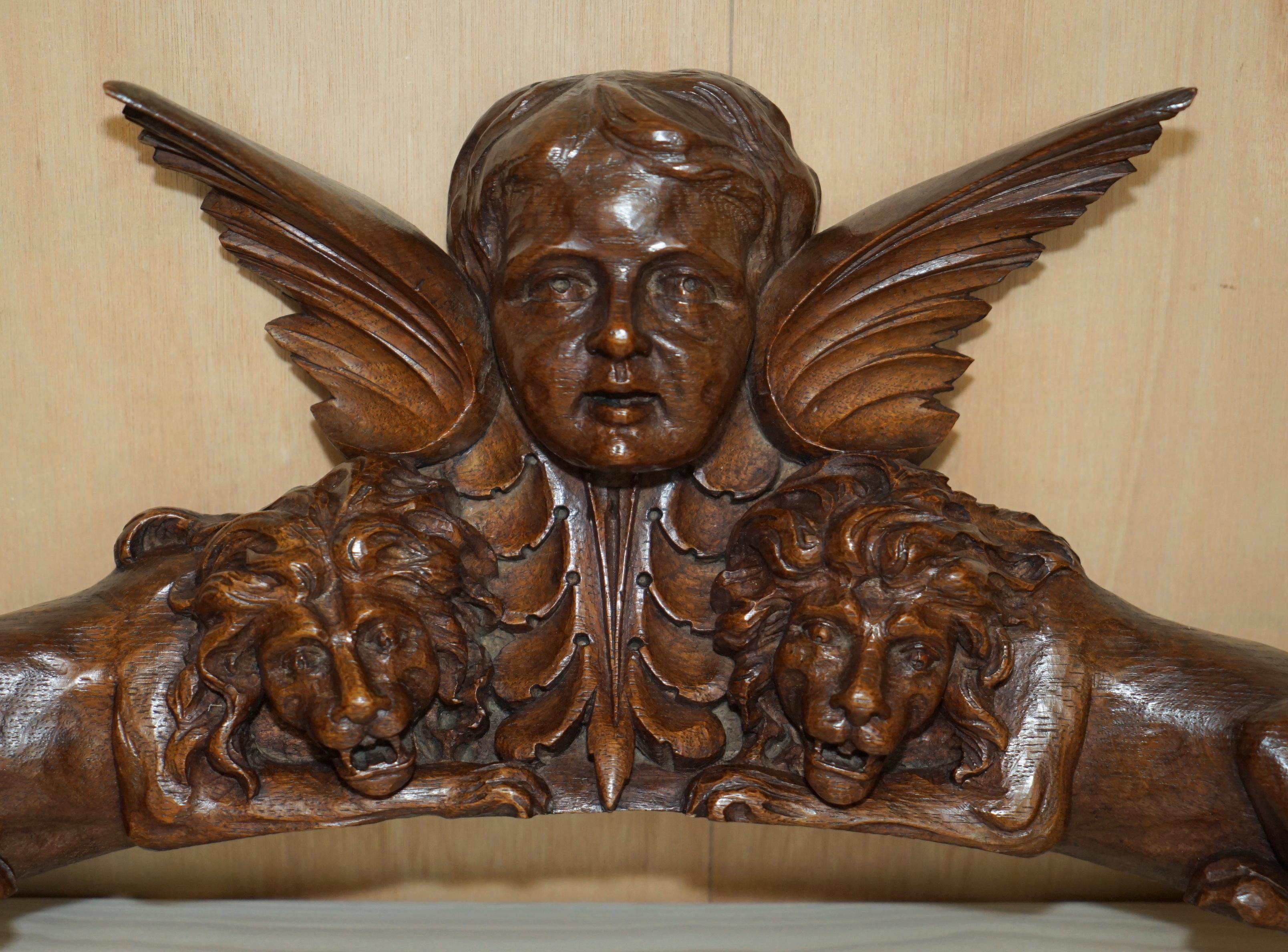 Royal House Antiques

Royal House Antiques is delighted to offer for sale lovely hand carved 18th century wall Surmount Circa 1700-1720 depicting Recumbent Regal Lions with a large winged Cherub Angel in the middle 

This is an important and well