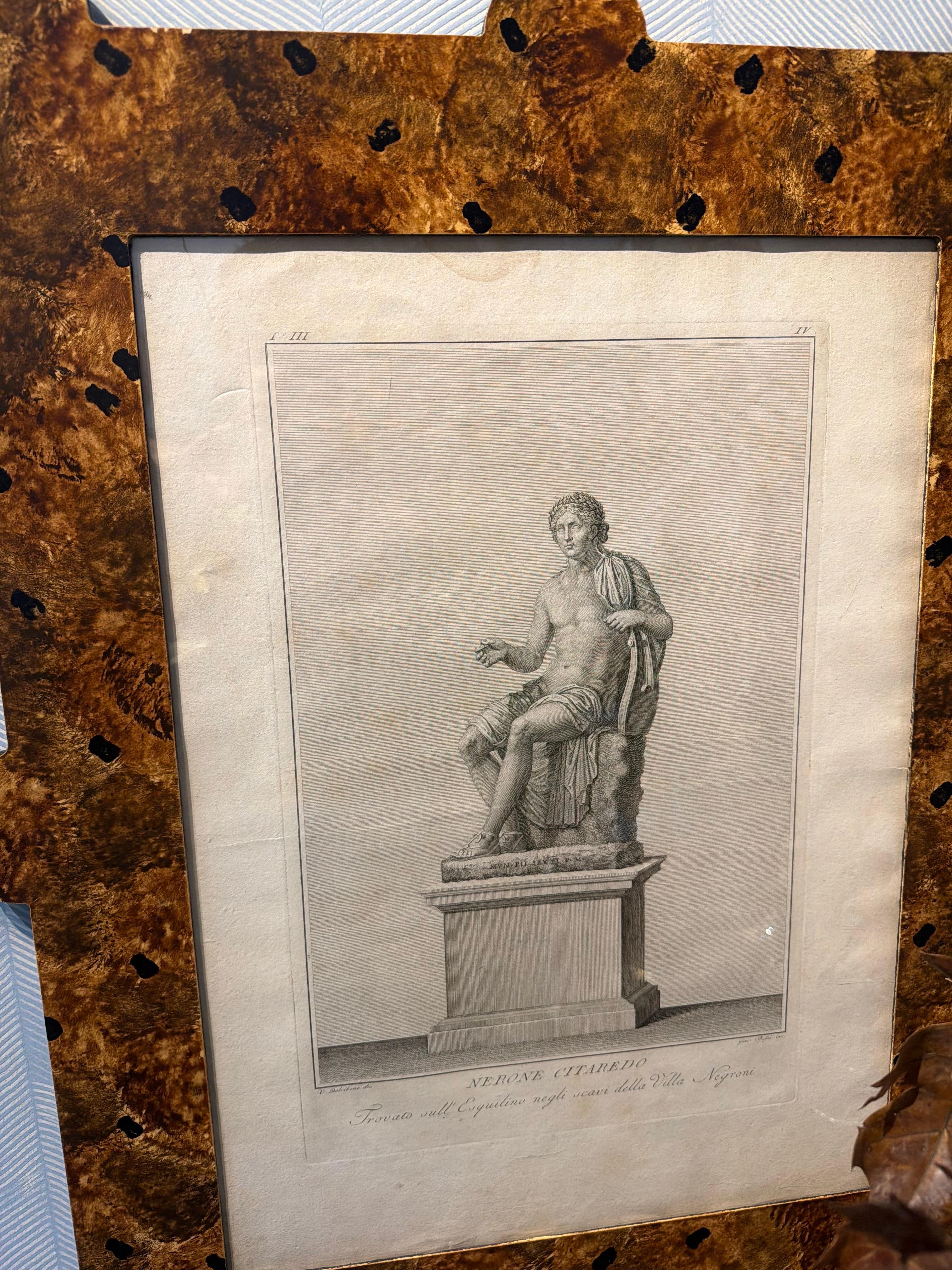 Importantes gravures classiques du XVIIIe siècle dans des cadres en fausse tortue peints à la main en vente 8