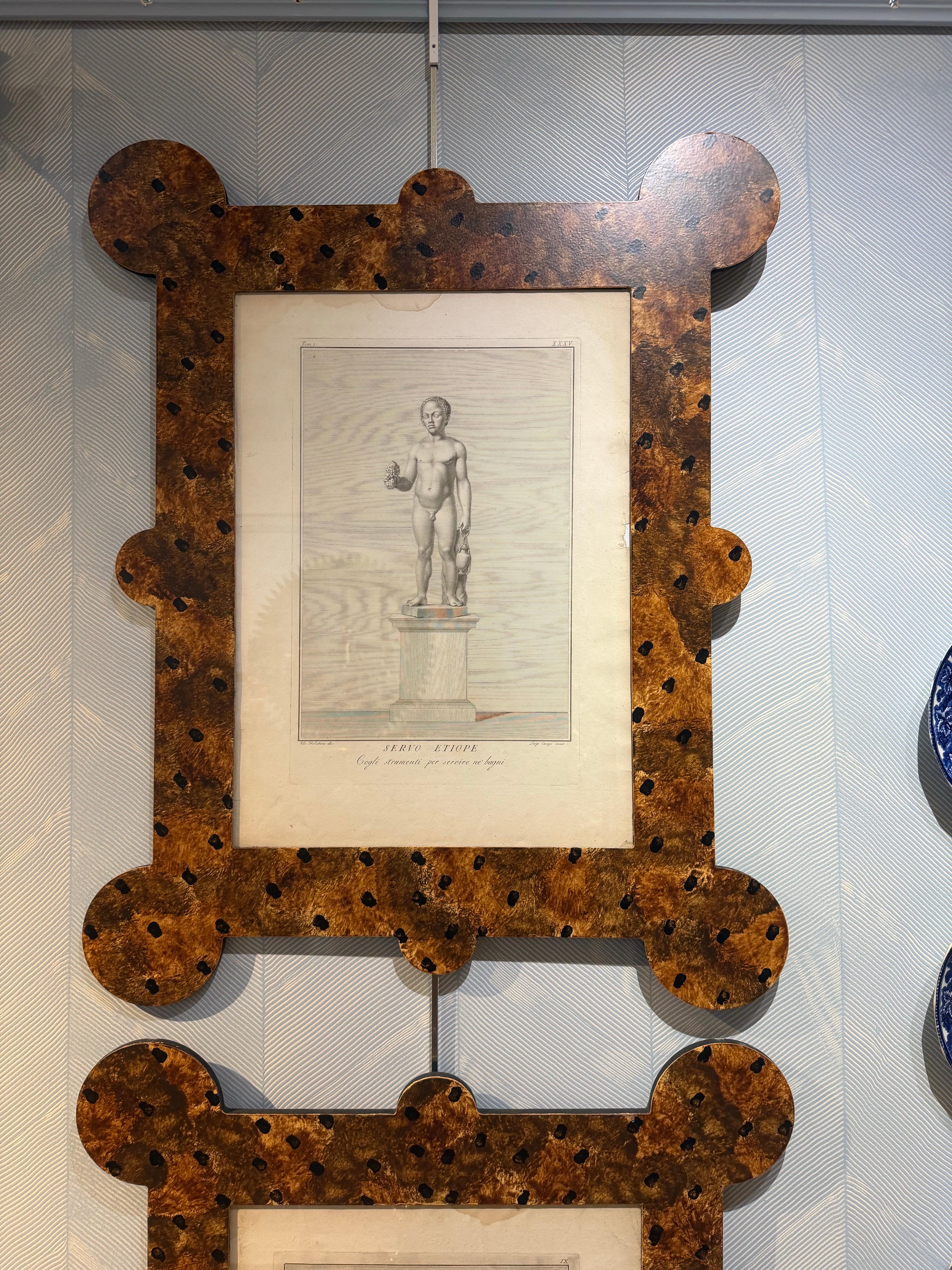 Importantes gravures classiques du XVIIIe siècle dans des cadres en fausse tortue peints à la main en vente 12