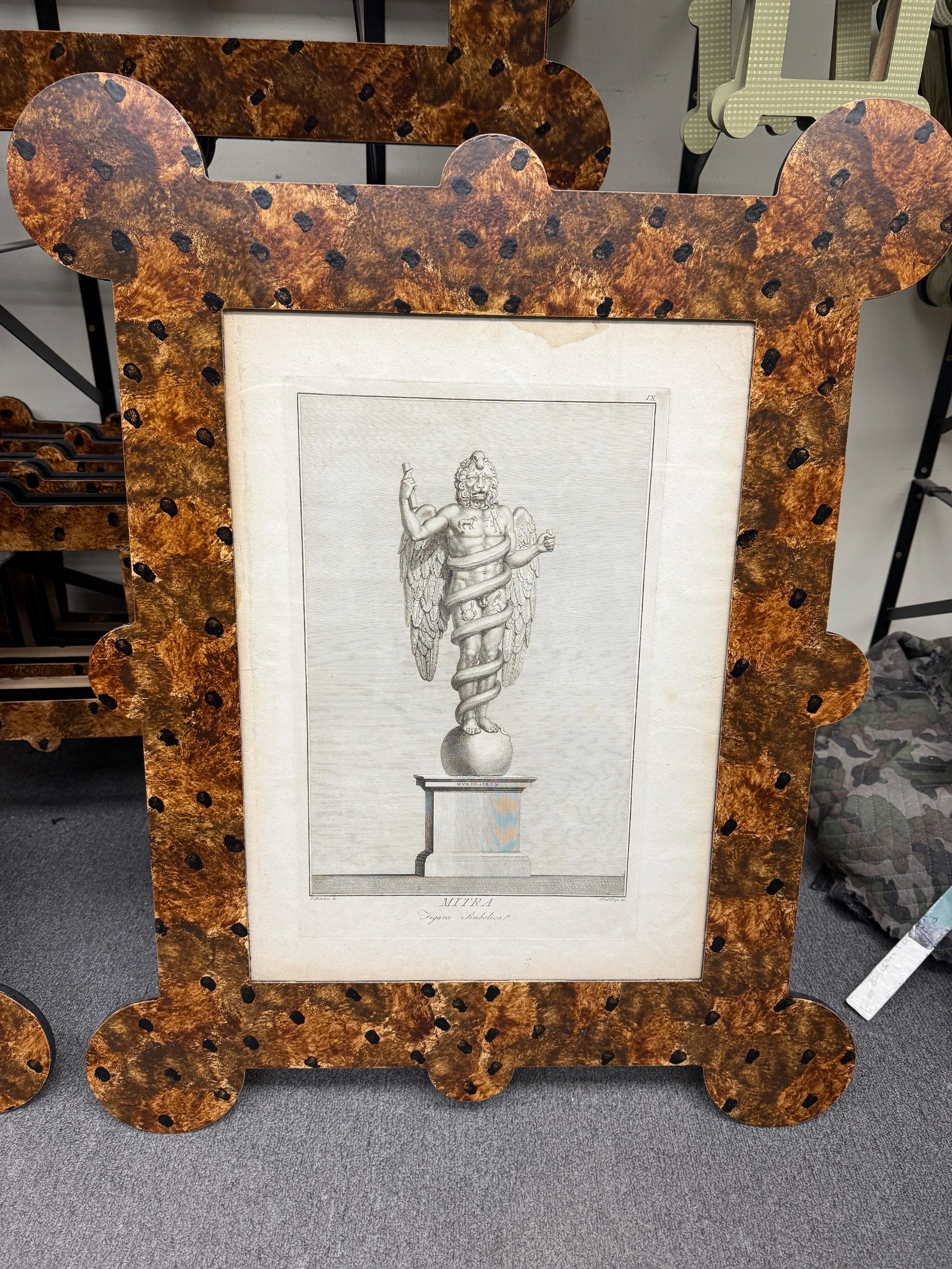 Importantes gravures classiques du XVIIIe siècle dans des cadres en fausse tortue peints à la main en vente 13