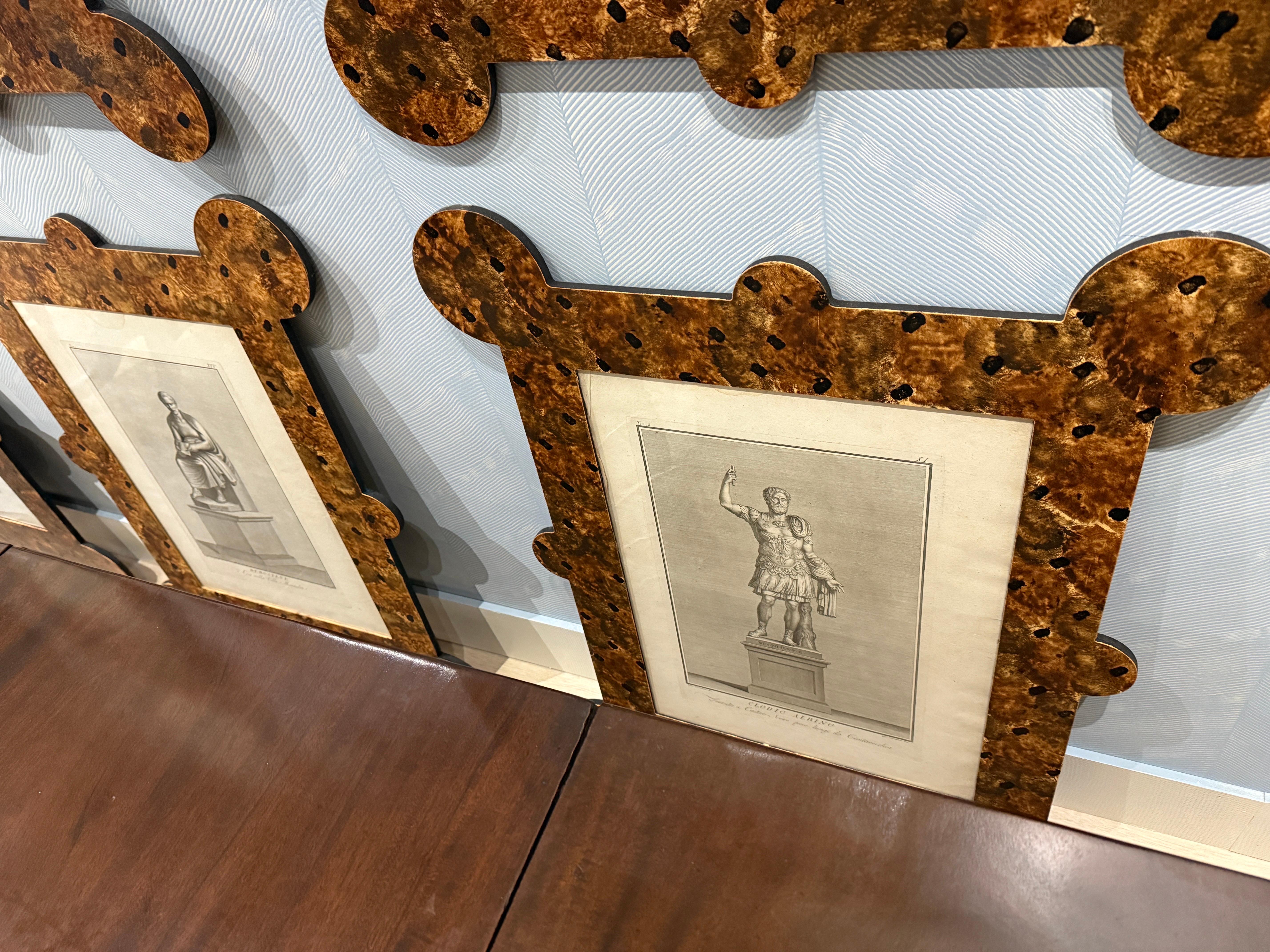 Importantes gravures classiques du XVIIIe siècle dans des cadres en fausse tortue peints à la main en vente 1