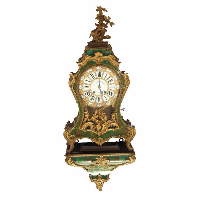 Important 18th Century French Horn and Gilt Bronze Bracket Clock Signed Marchand For Sale 5