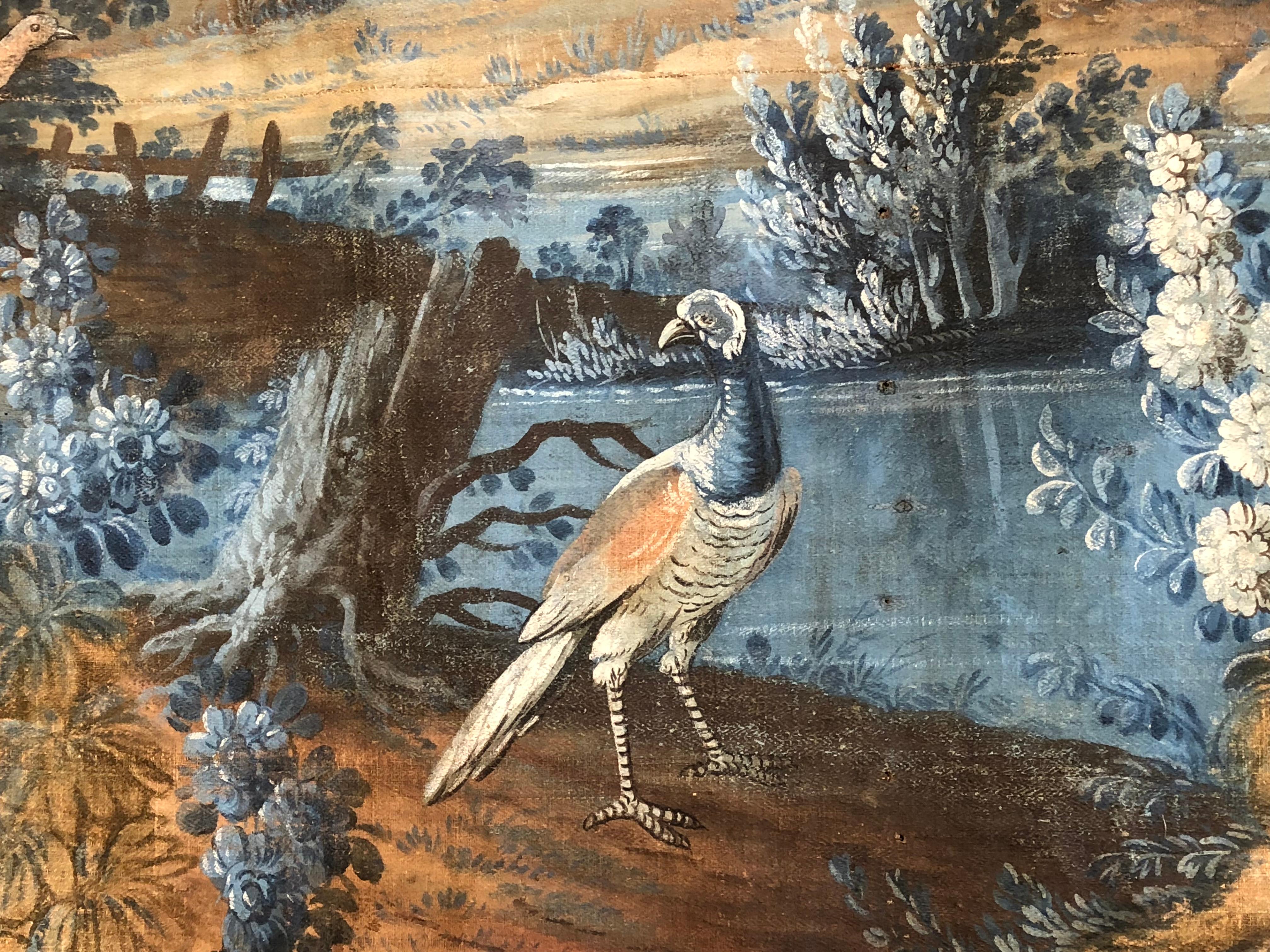 Painted Important 18th Century French Toile Peinte Tapestry