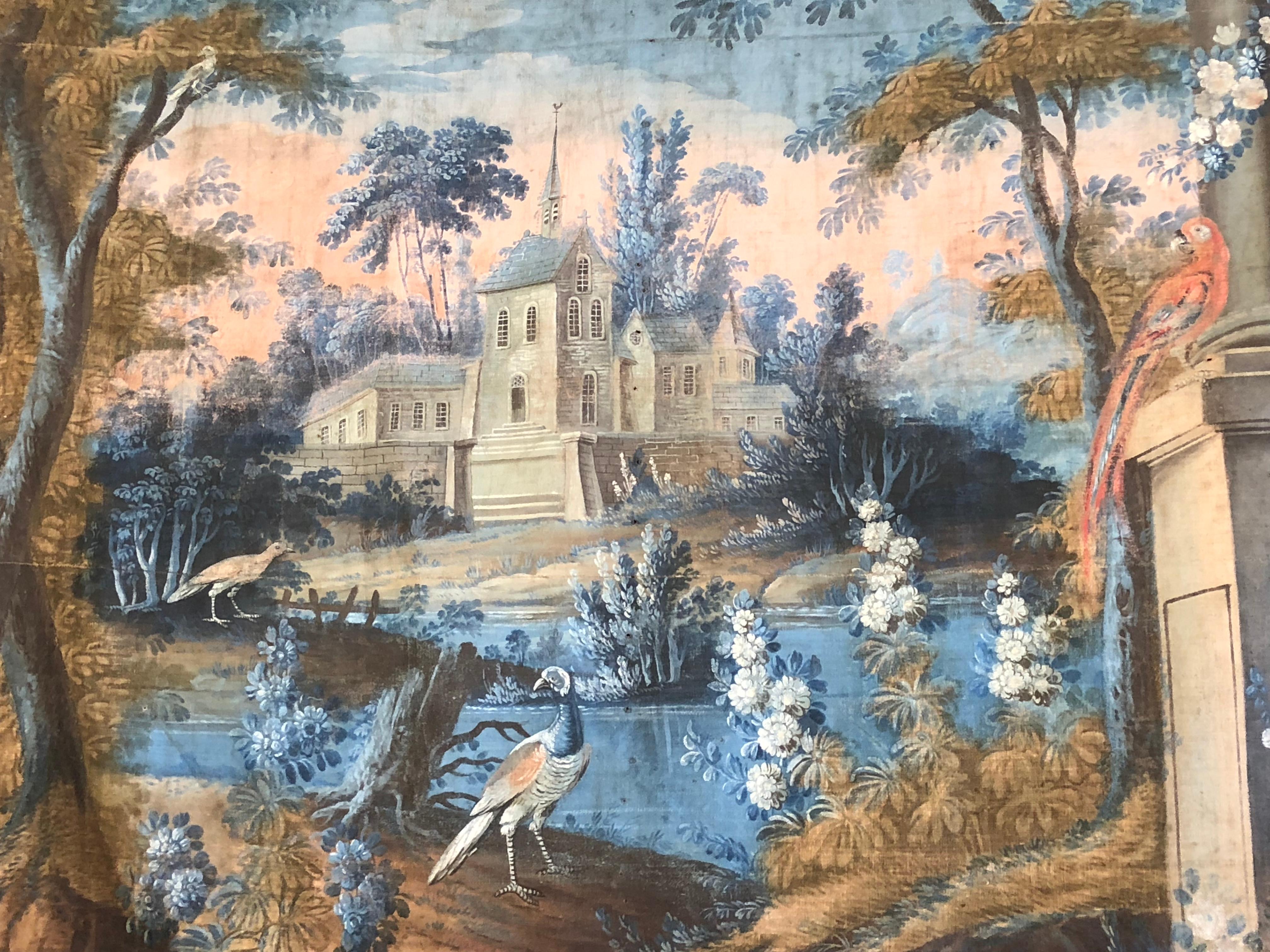 Important 18th Century French Toile Peinte Tapestry 1
