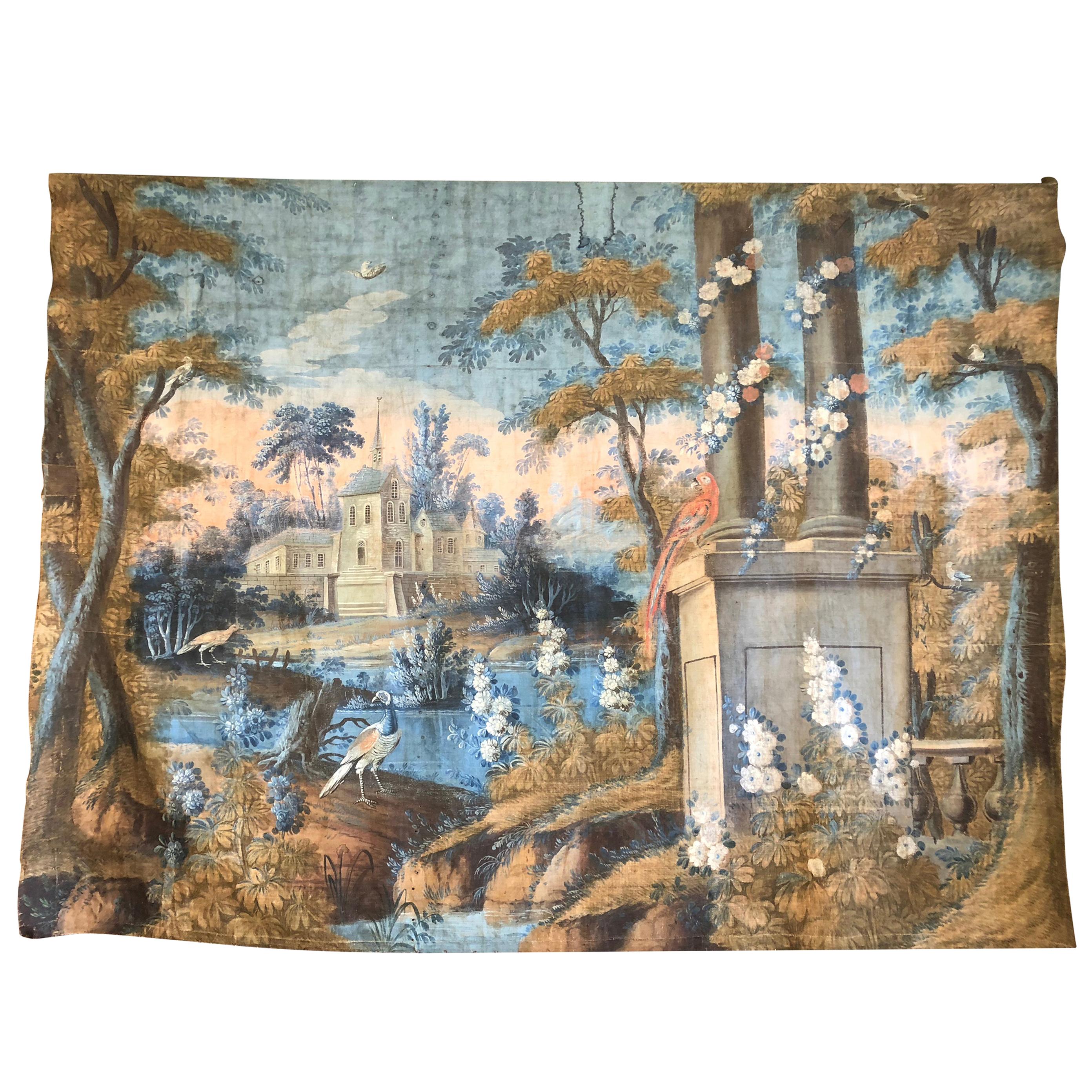 Important 18th Century French Toile Peinte Tapestry