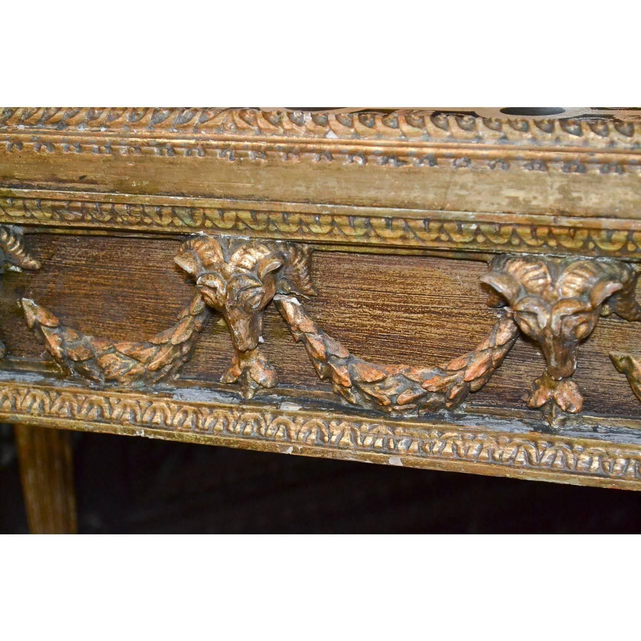 Italian Important 18th Century Giltwood Table with Scagliola Marble