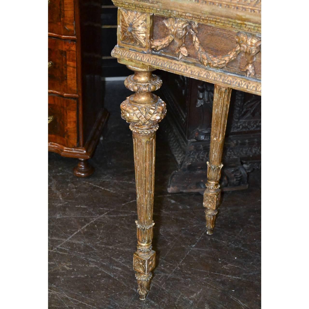Important 18th Century Giltwood Table with Scagliola Marble In Good Condition In Dallas, TX