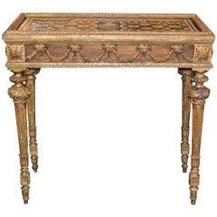 Important 18th Century Giltwood Table with Scagliola Marble