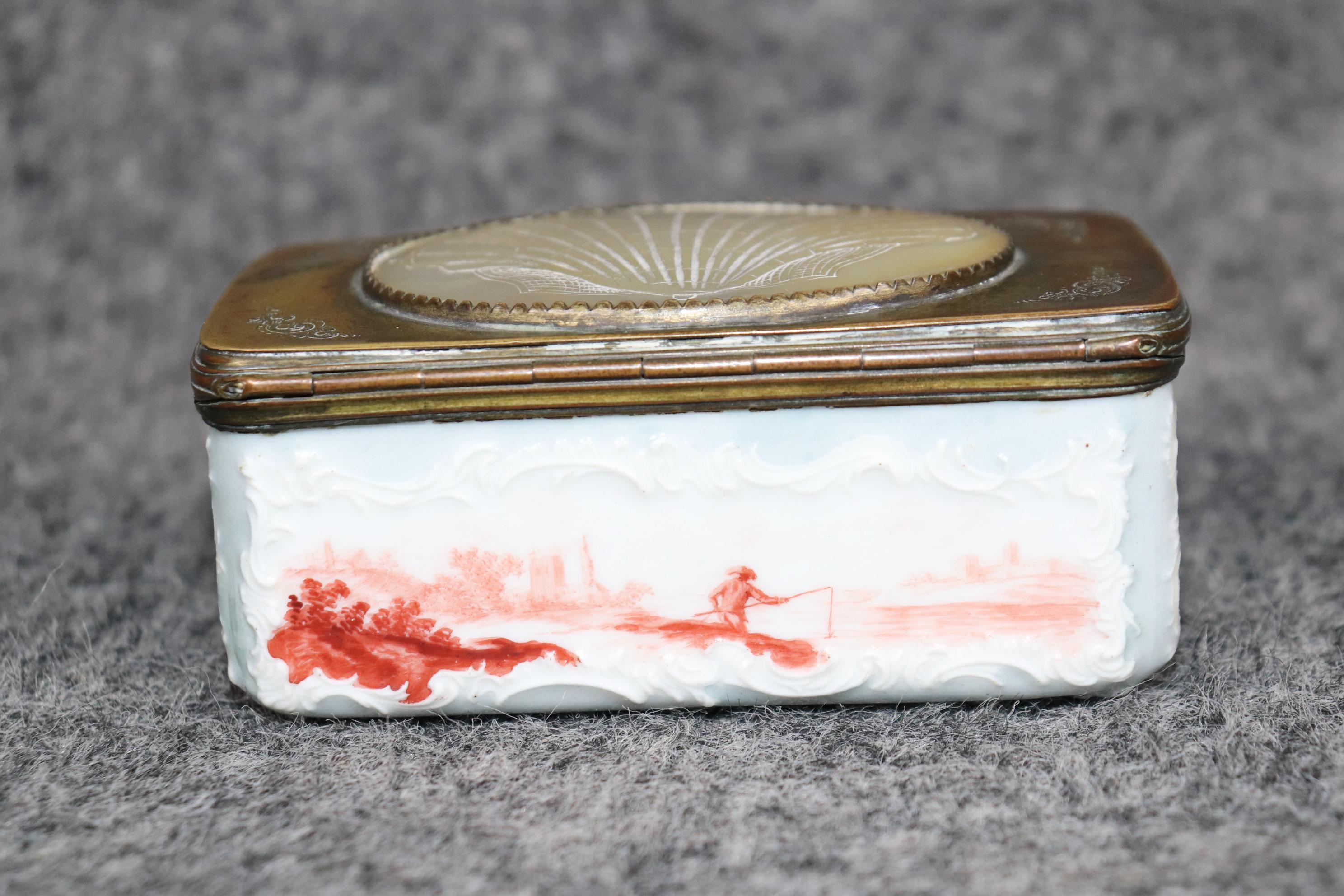 German Important 18th Century Porcelain and Bronze Box by Meissen  For Sale