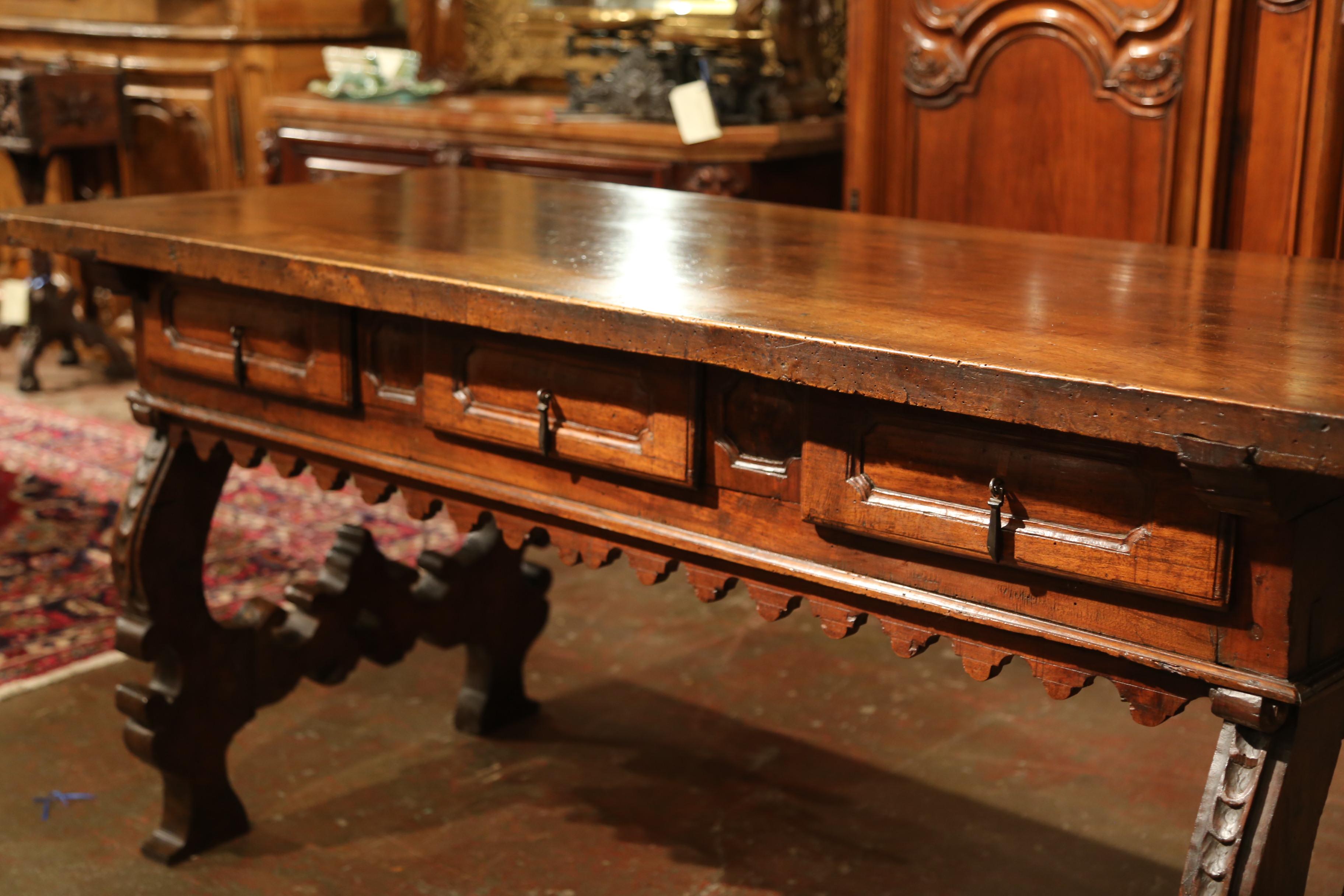 18th Century Spanish Carved Walnut Console Table with Secret Drawers 5
