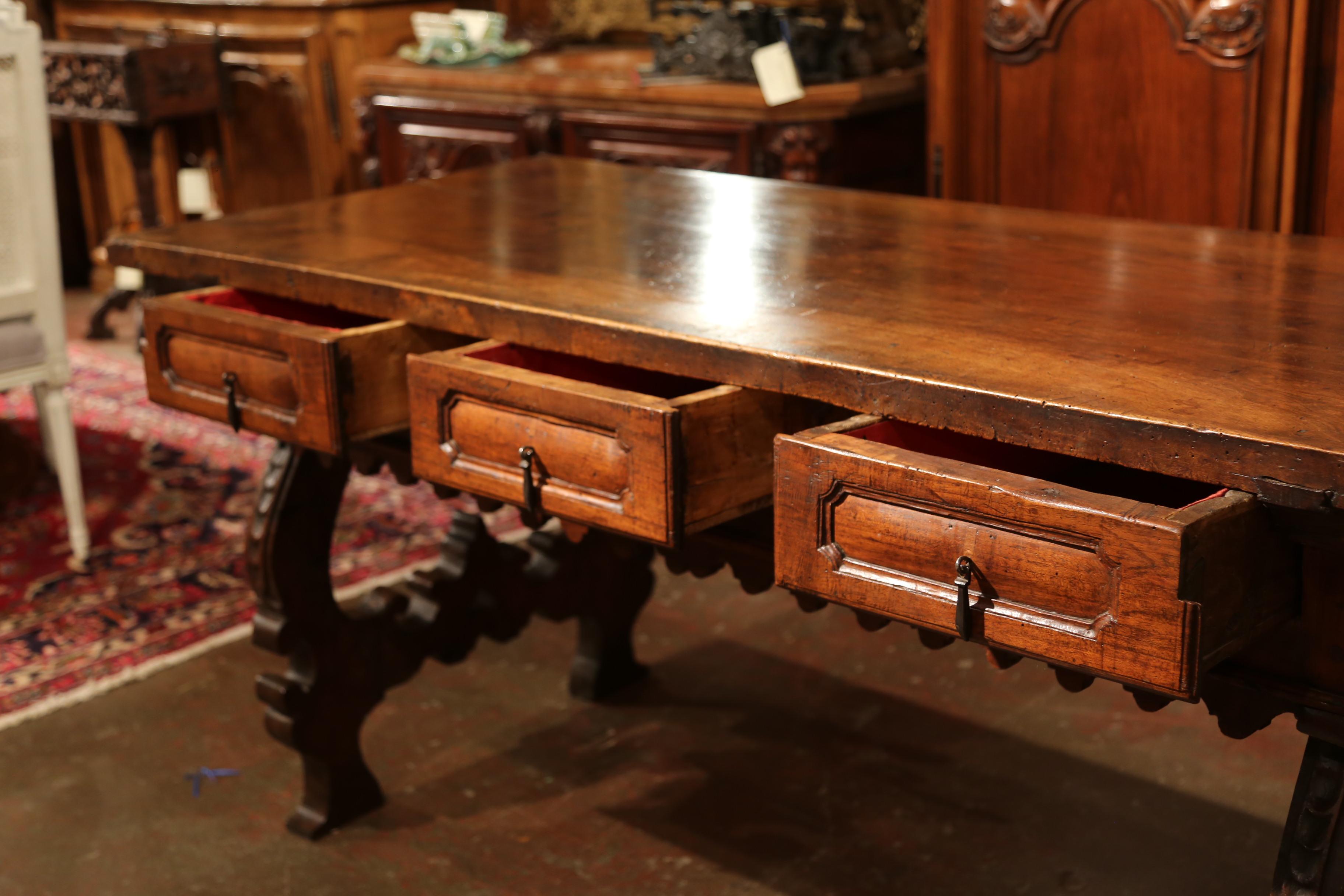 18th Century Spanish Carved Walnut Console Table with Secret Drawers 6