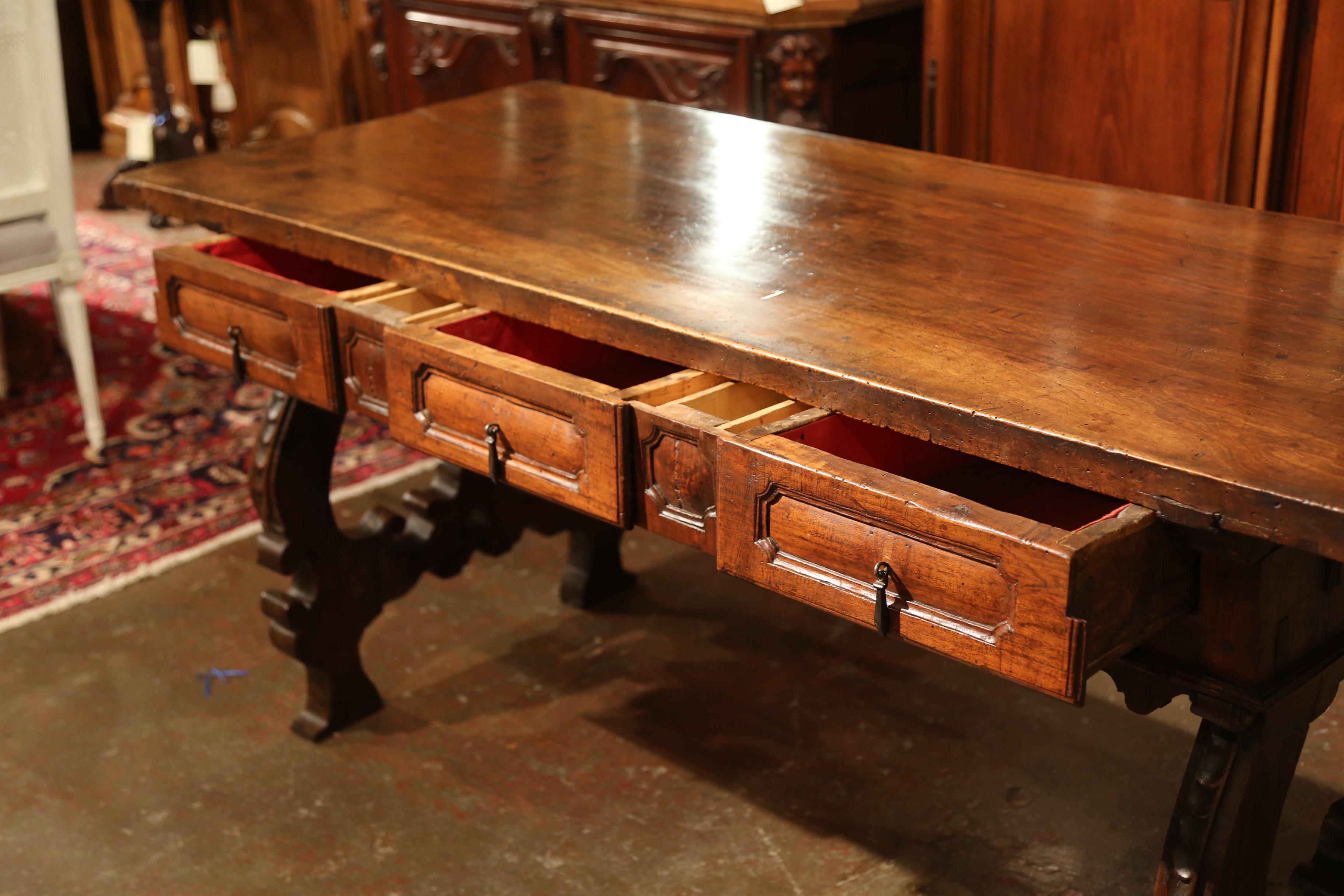 18th Century Spanish Carved Walnut Console Table with Secret Drawers 7