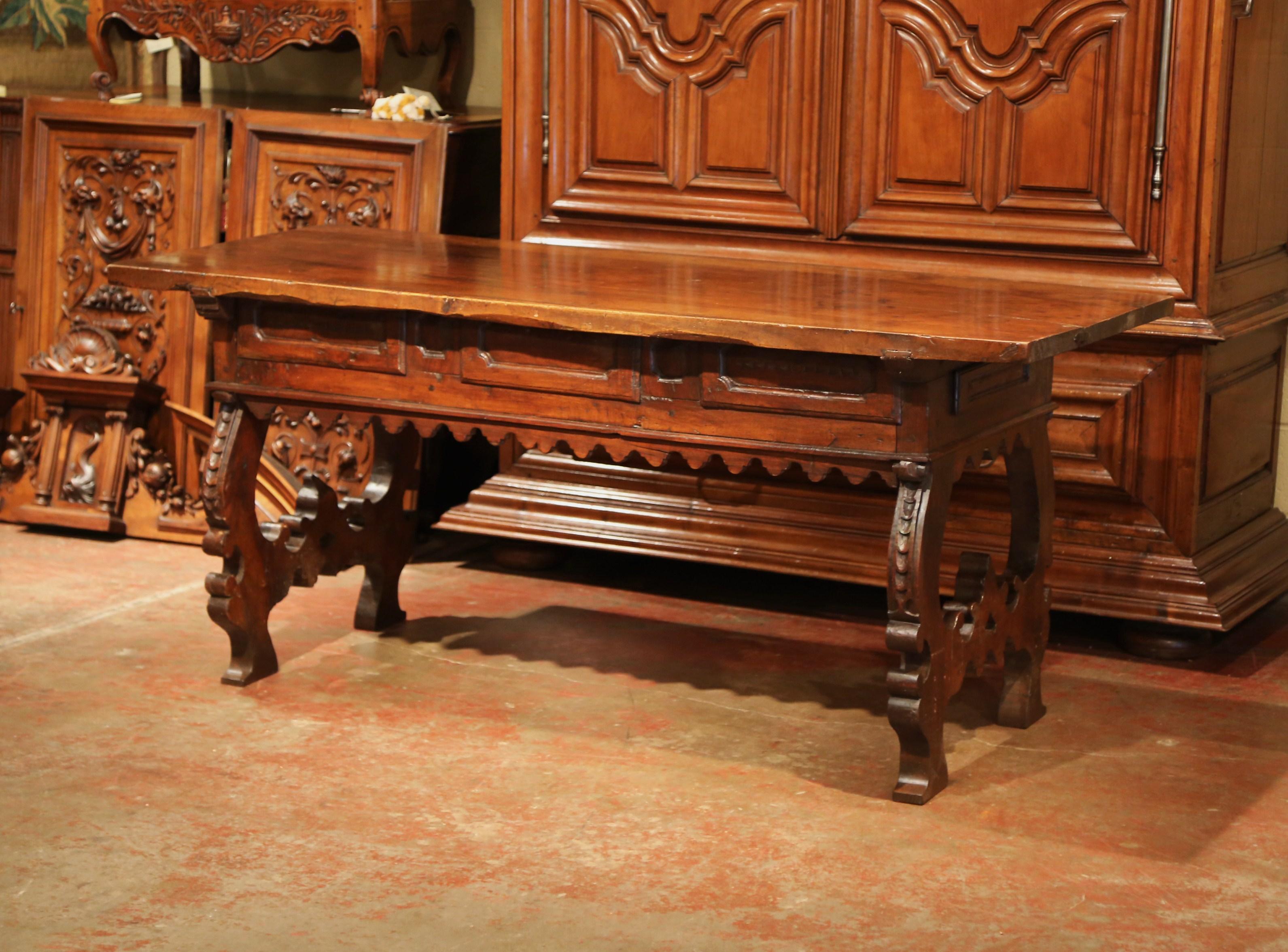 18th Century Spanish Carved Walnut Console Table with Secret Drawers 3