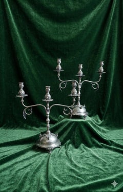 important 18th century Spanish Colonial Candelabras in solid 950 silver