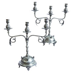important 18th century Spanish Colonial Candelabras in solid 950 silver