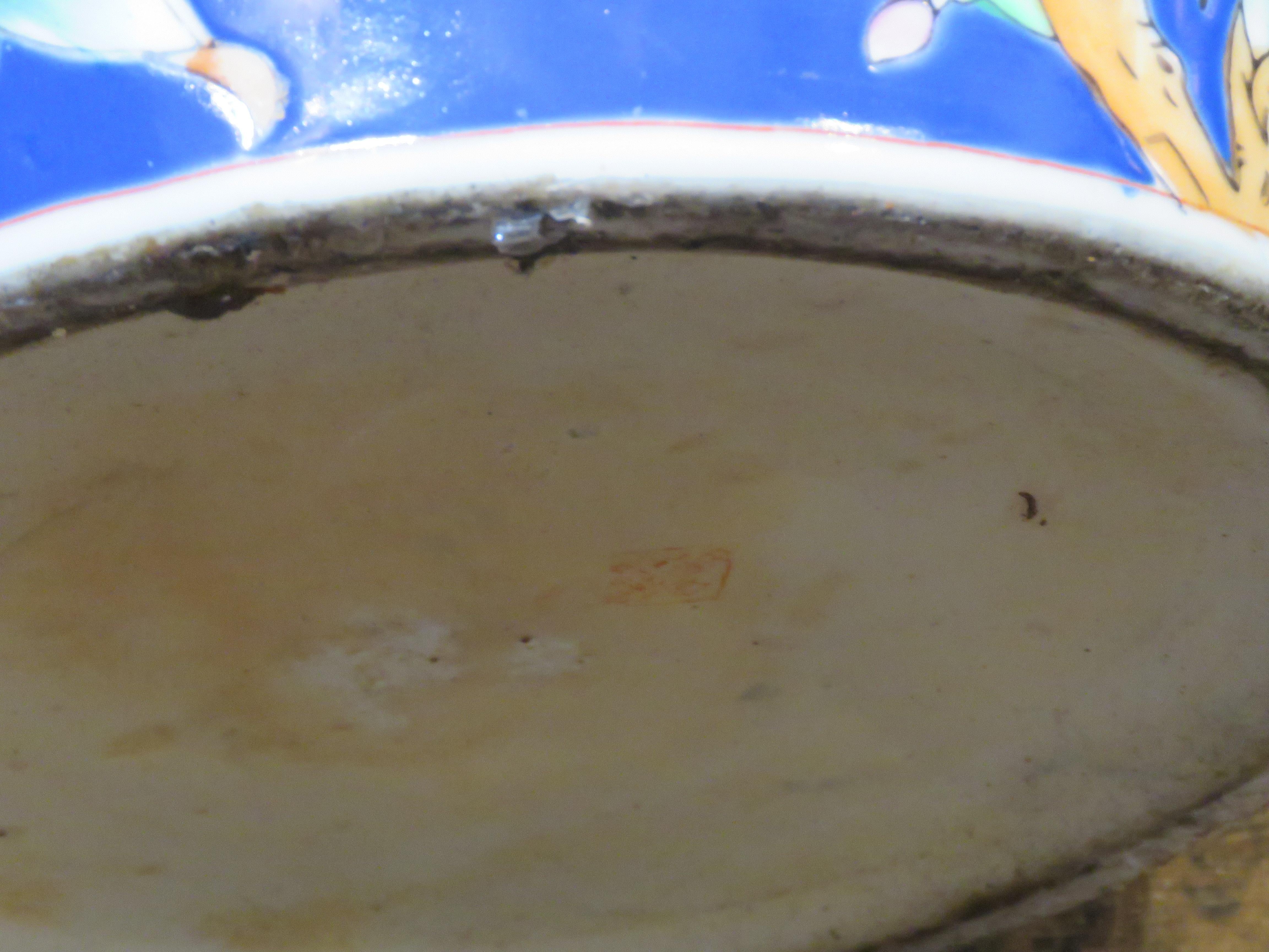 Wichtige 1900's Estate Handpainted Rosa Blau Blume Porzellan Pflanzer Schüssel im Zustand „Gut“ im Angebot in New York, NY