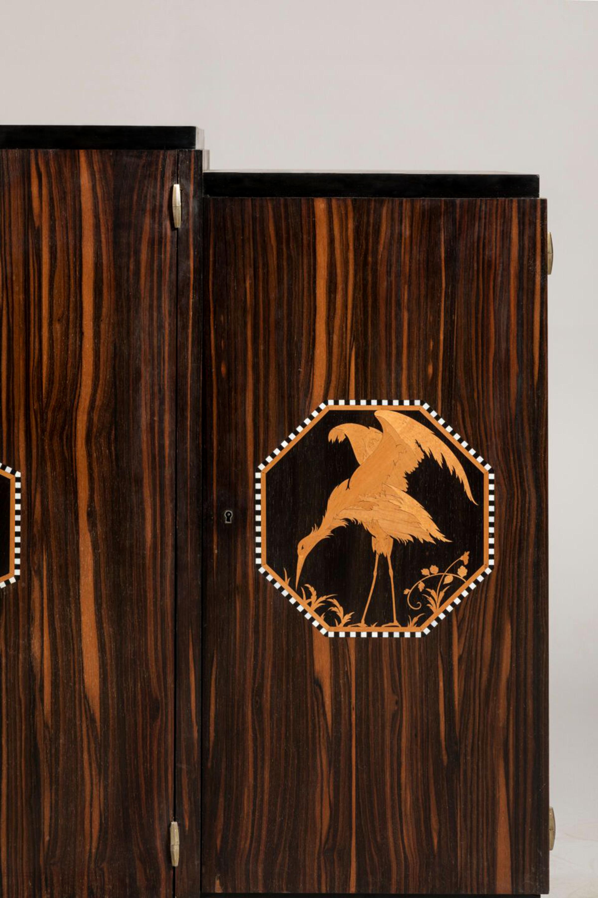 French Important 1925 Art Deco Macassar Ebony Inlaid Sideboard by Christian Krass For Sale