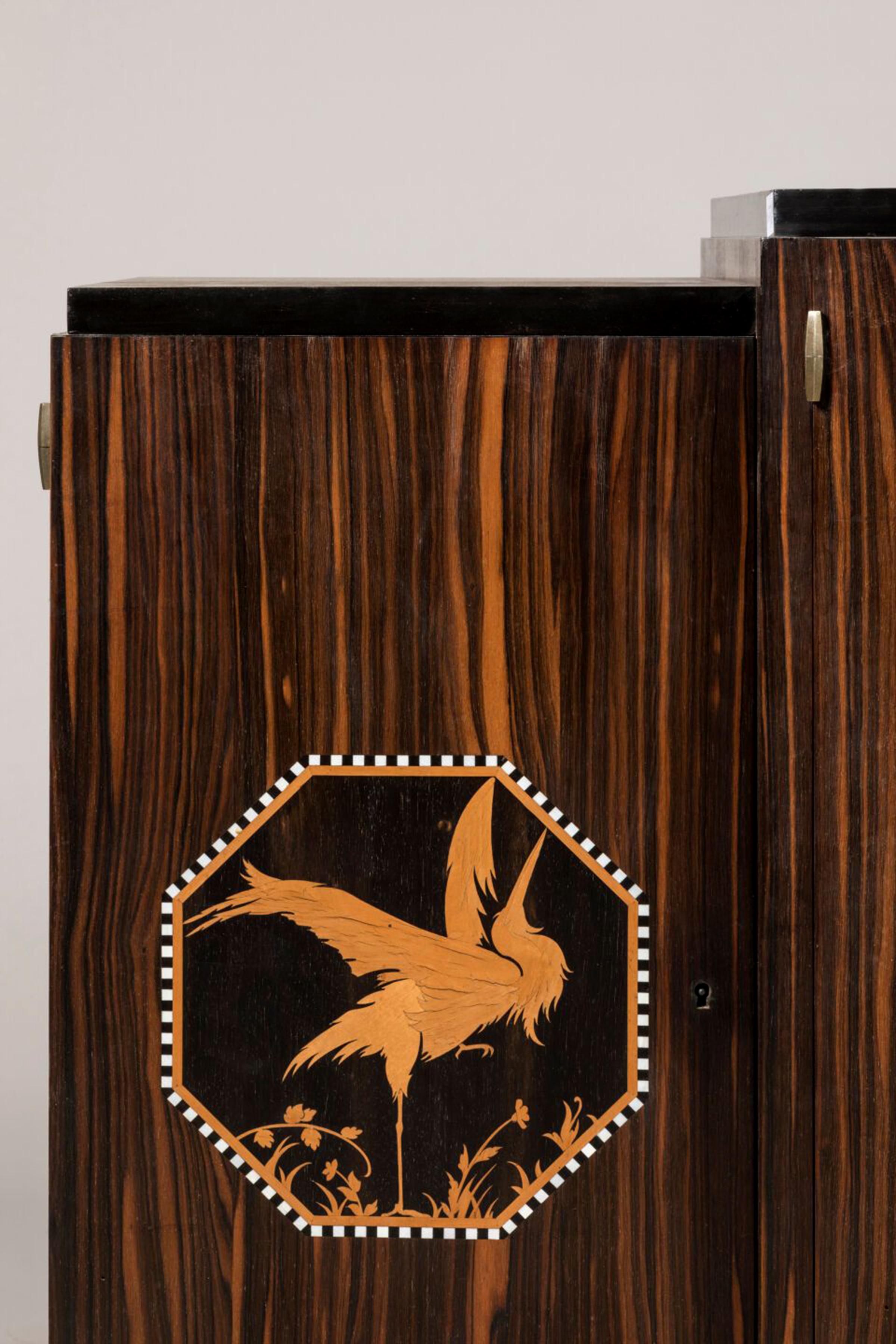 Inlay Important 1925 Art Deco Macassar Ebony Inlaid Sideboard by Christian Krass For Sale