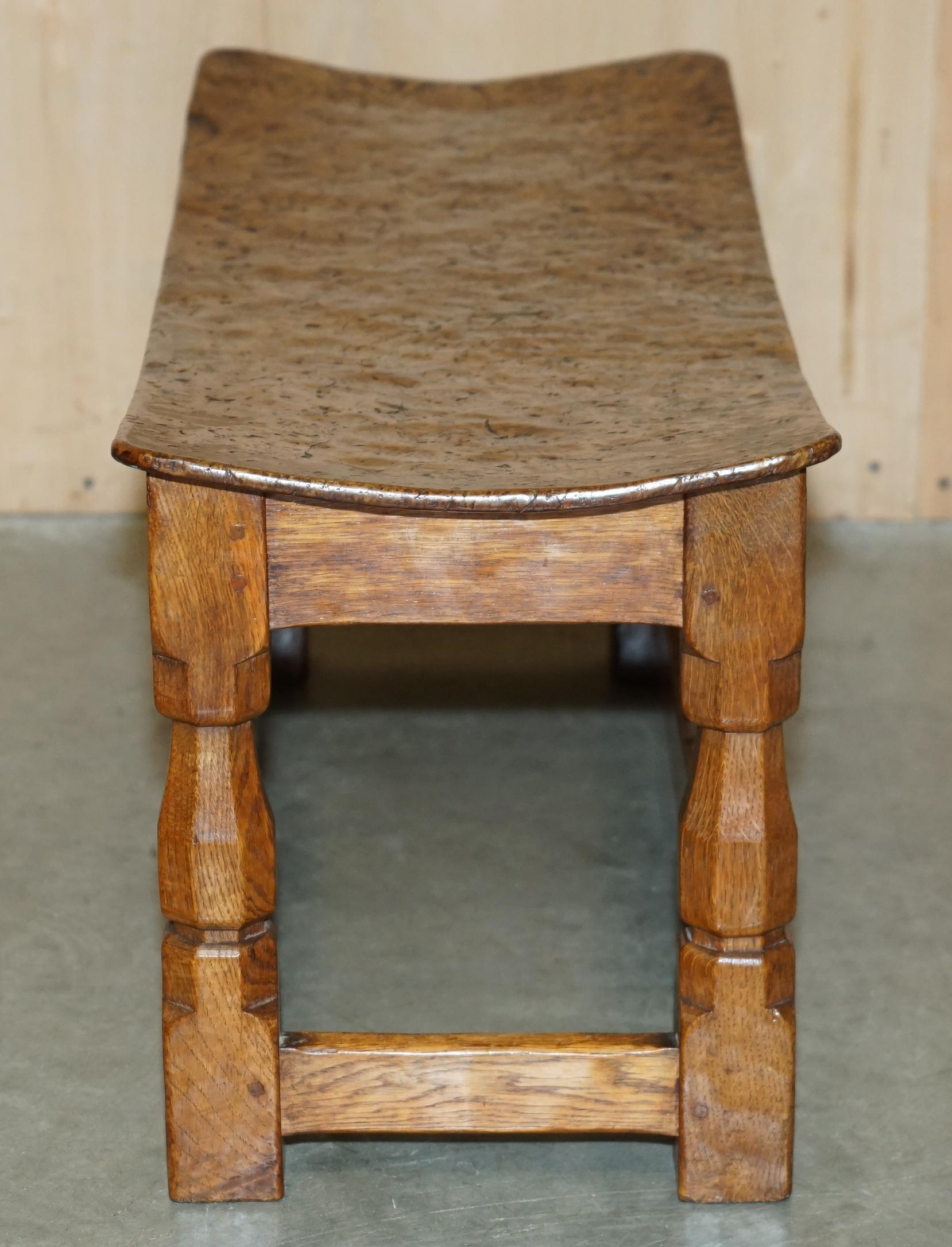 IMPORTANT 1930's BURR OAK ROBERT MOUSEMAN THOMPSON STOOL WITH PERIOD CURVED TOP For Sale 7