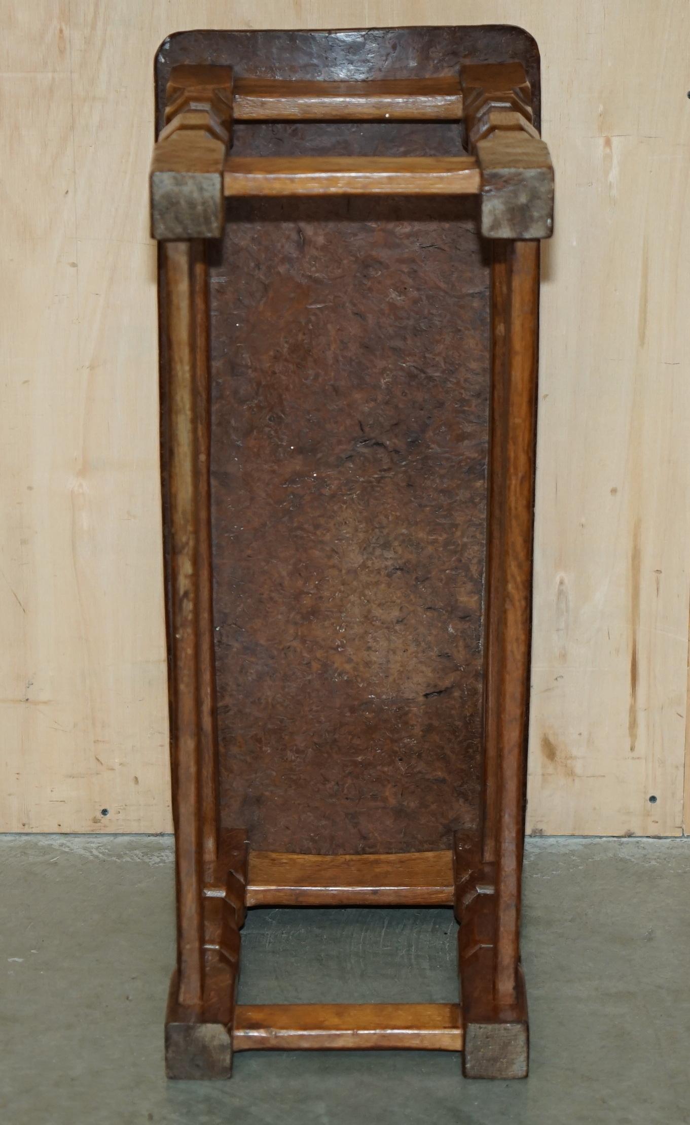 IMPORTANT 1930's BURR OAK ROBERT MOUSEMAN THOMPSON STOOL WITH PERIOD CURVED TOP For Sale 8