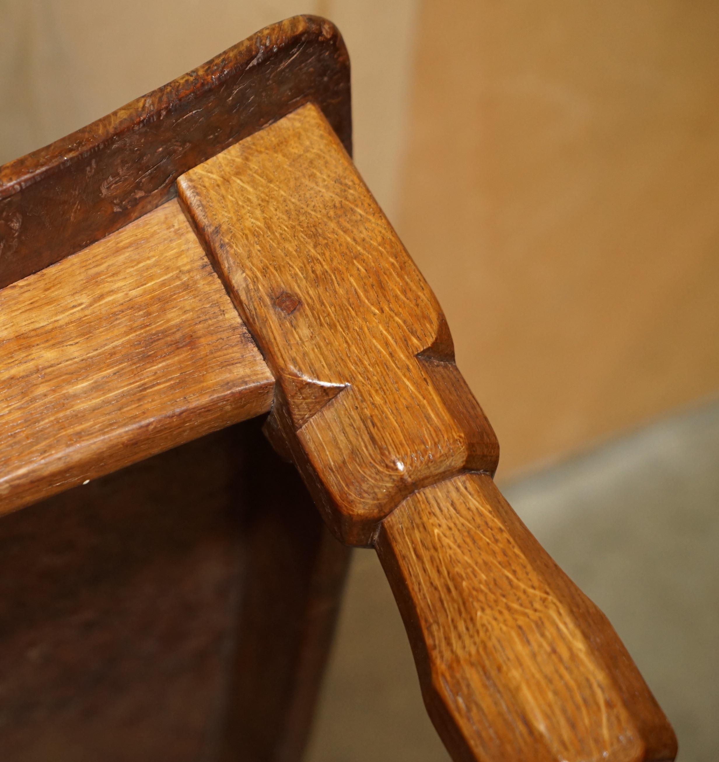 IMPORTANT 1930's BURR OAK ROBERT MOUSEMAN THOMPSON STOOL WITH PERIOD CURVED TOP For Sale 11