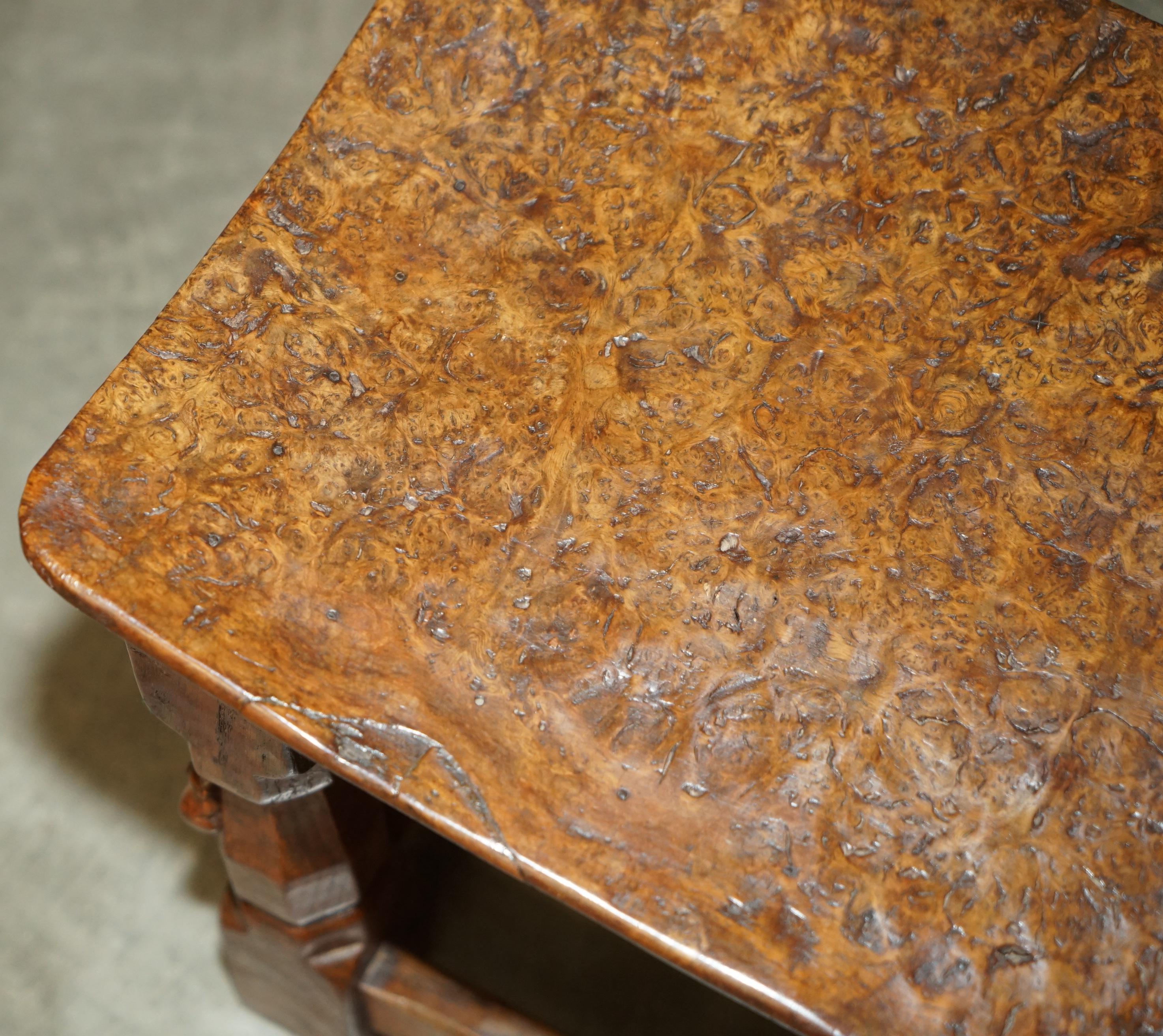 Mid-20th Century IMPORTANT 1930's BURR OAK ROBERT MOUSEMAN THOMPSON STOOL WITH PERIOD CURVED TOP For Sale
