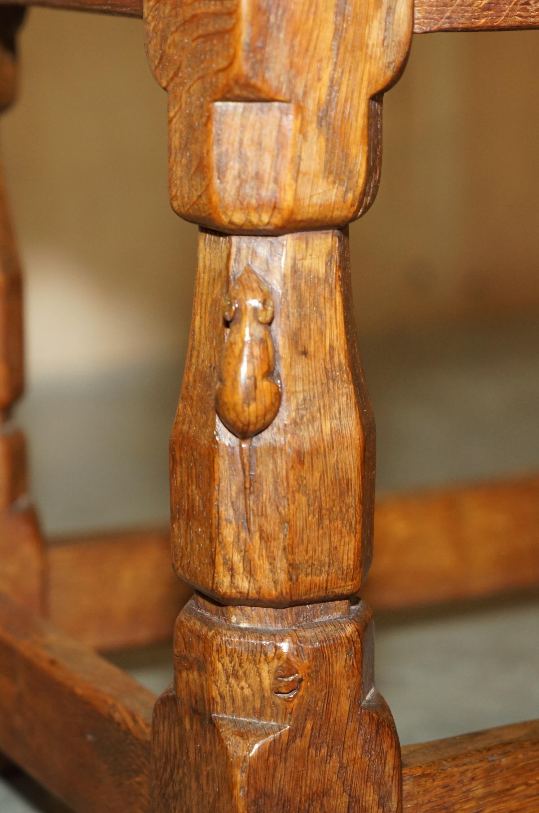 IMPORTANT 1930's BURR OAK ROBERT MOUSEMAN THOMPSON STOOL WITH PERIOD CURVED TOP For Sale 1